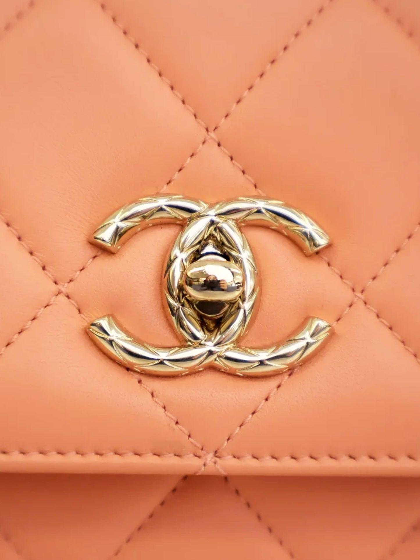 Chanel 2019 Orange Lambskin Trendy CC Small Top Handle Bag