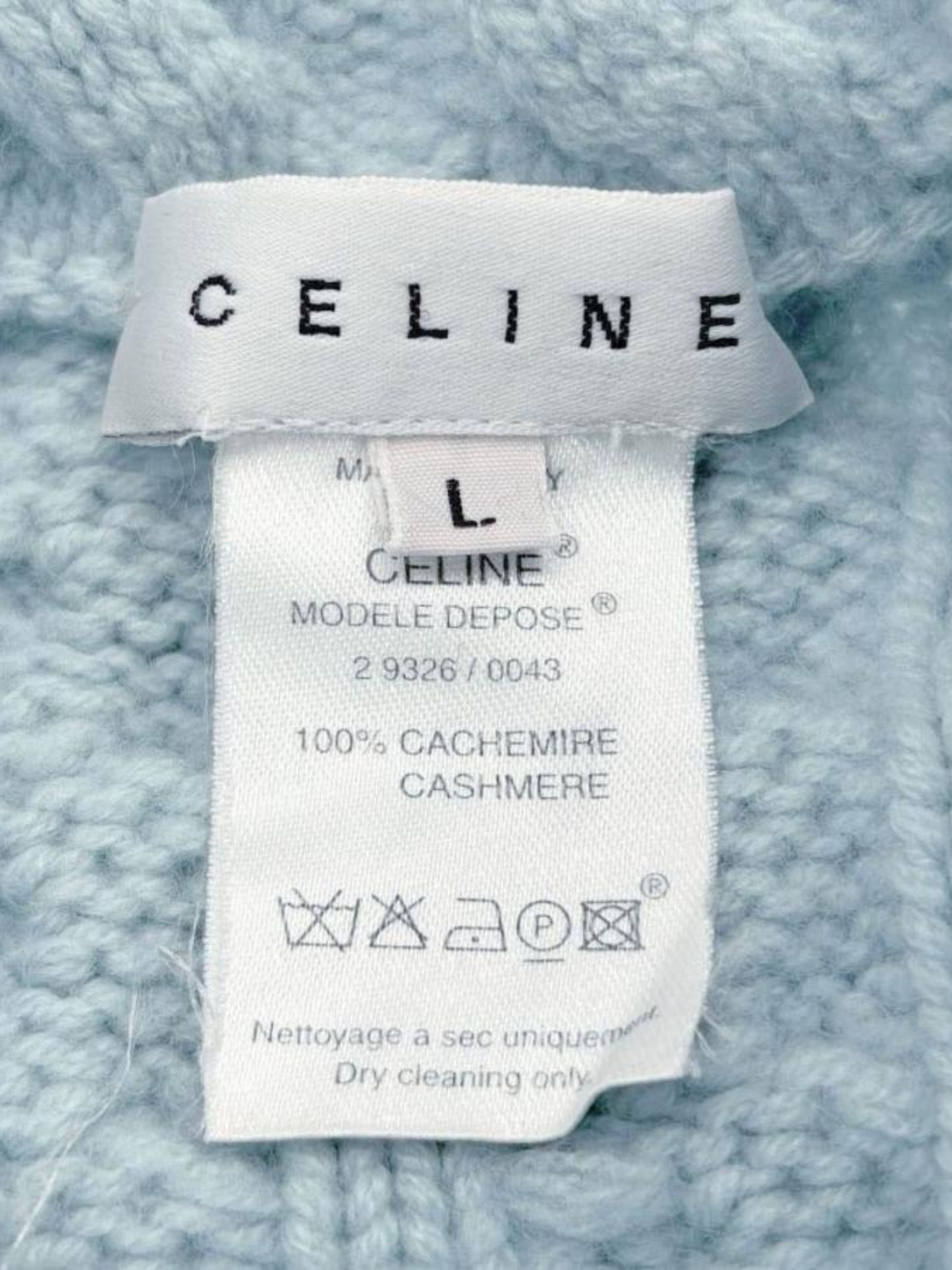 Celine 2000s Blue Cashmere Cable Knit Sweater