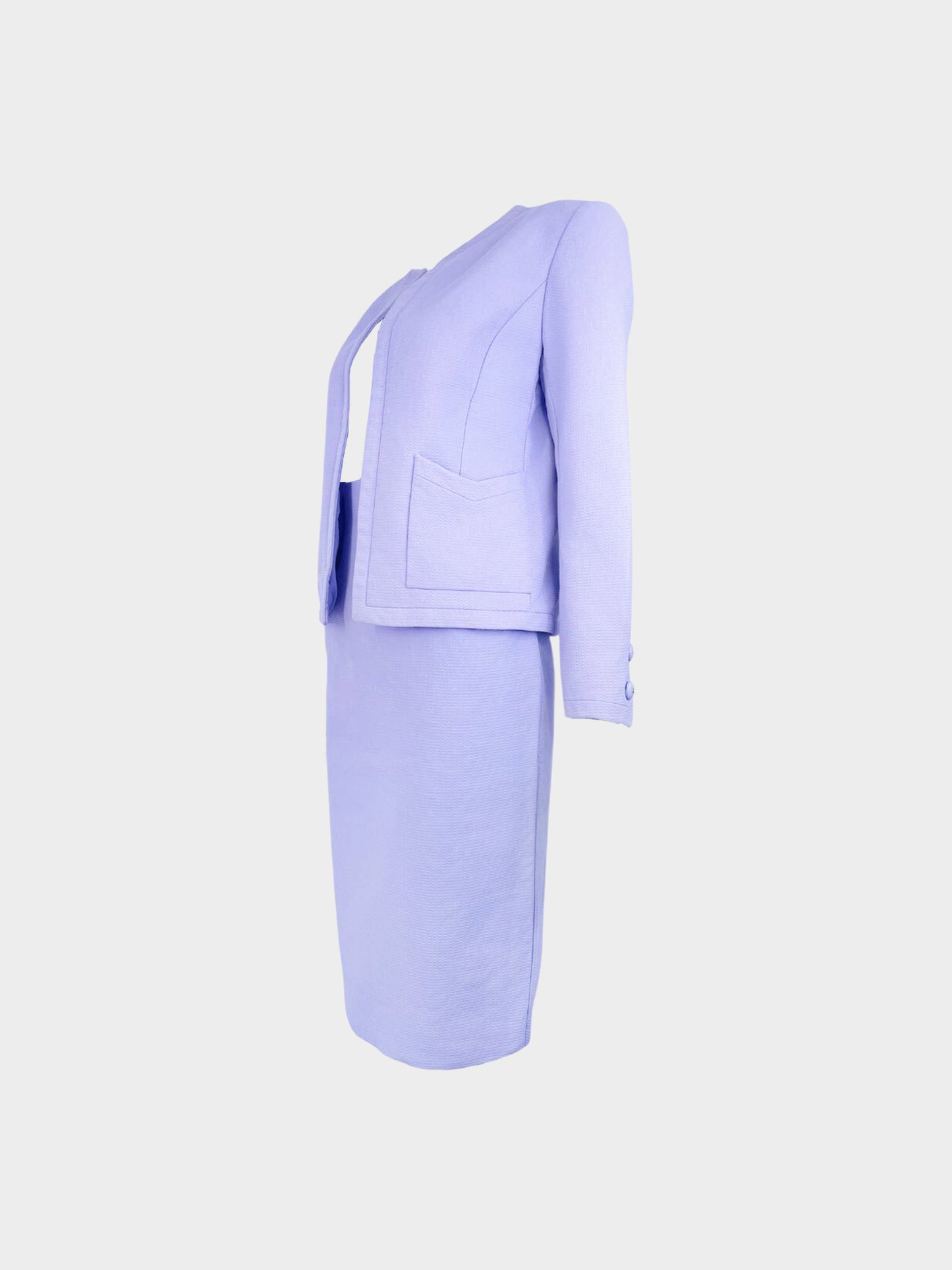 Chanel 1998 Lavender Cotton Jacket and Skirt Set