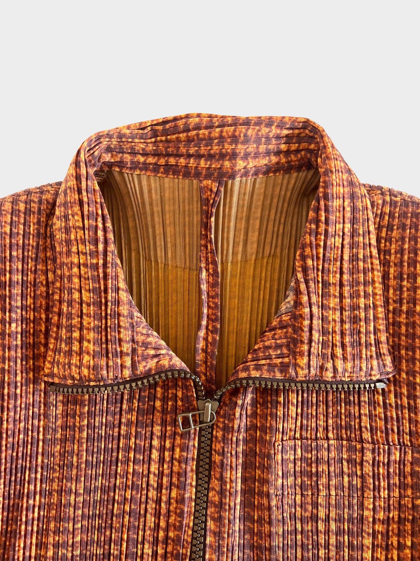 Issey Miyake Pleats Please FW 2007 Brown Houndstooth Print Shirt and Pants Set
