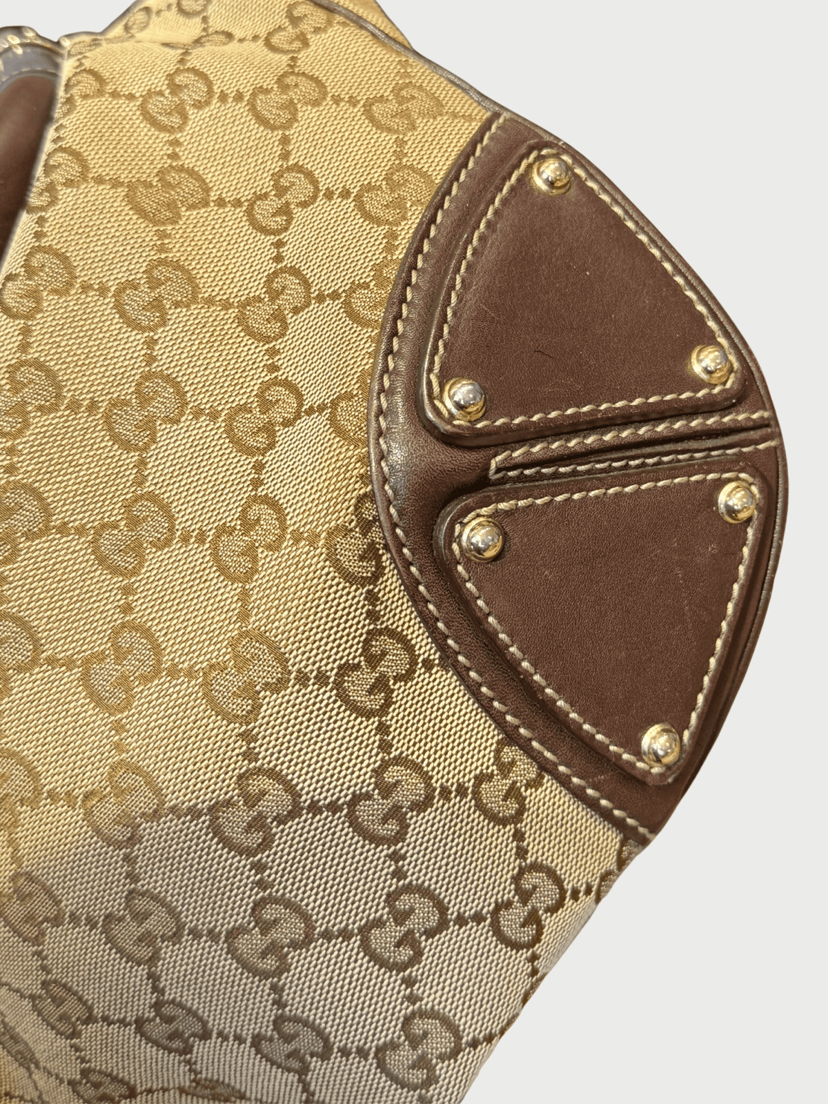 Gucci 2000s Brown GG Canvas Bamboo Tassel Indy Bag