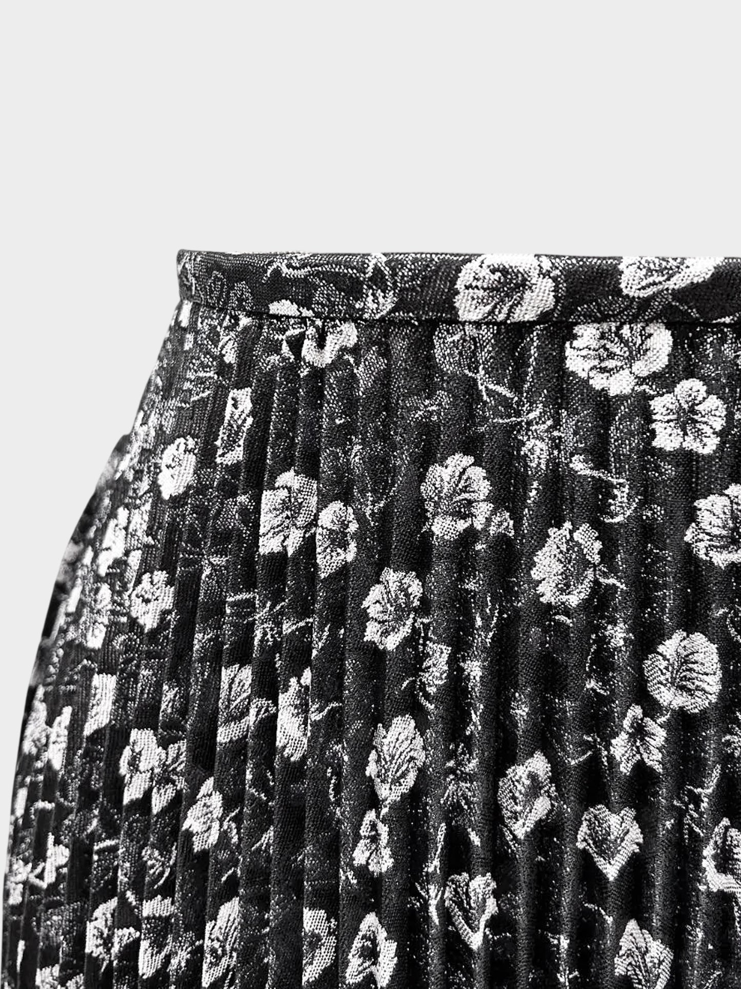 Prada SS 2018 Floral Print Metallic Pleated Skirt