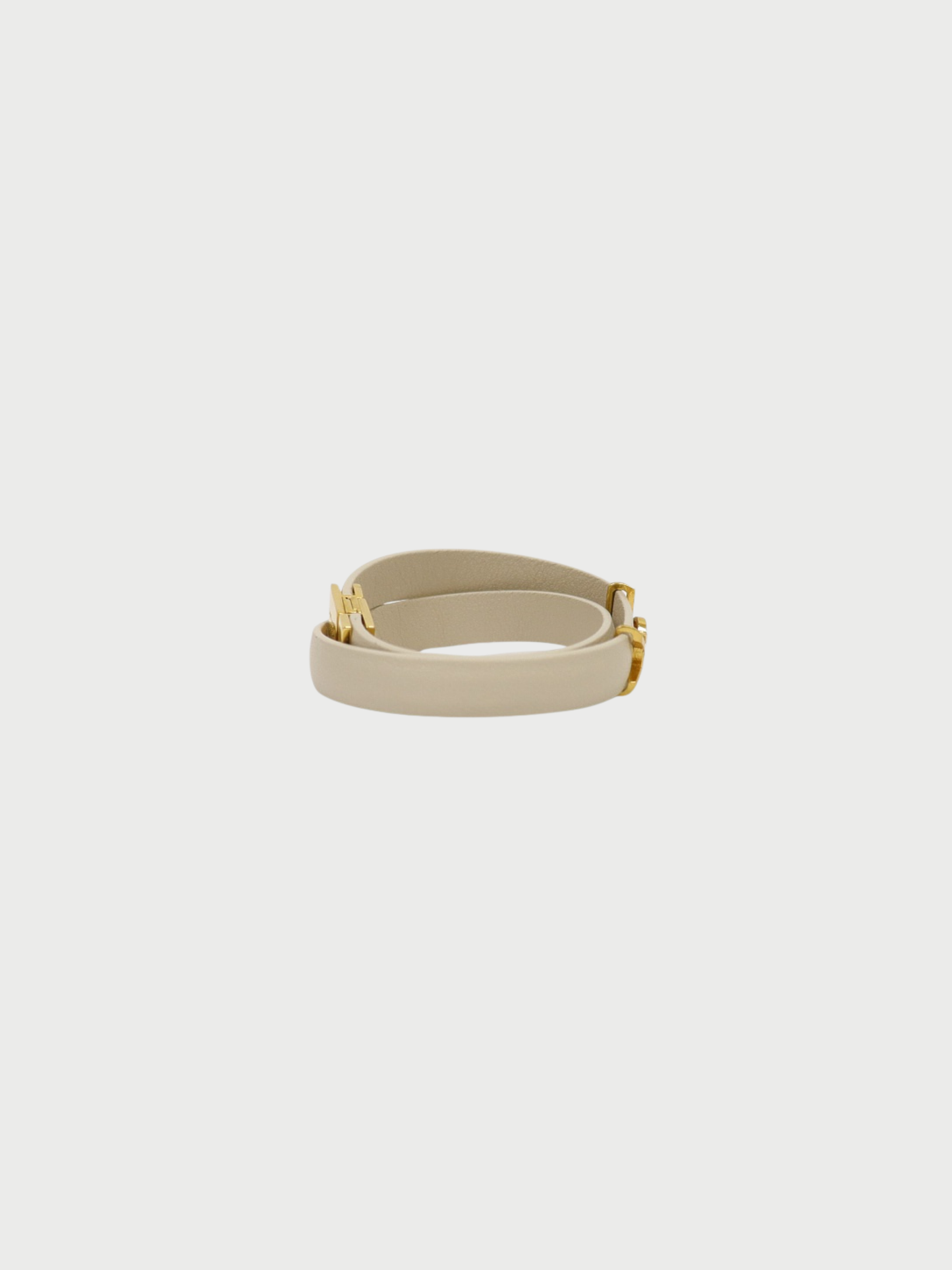 Yves Saint Laurent 2020s Ivory Gold Opyum Double Loop Leather Bracelet