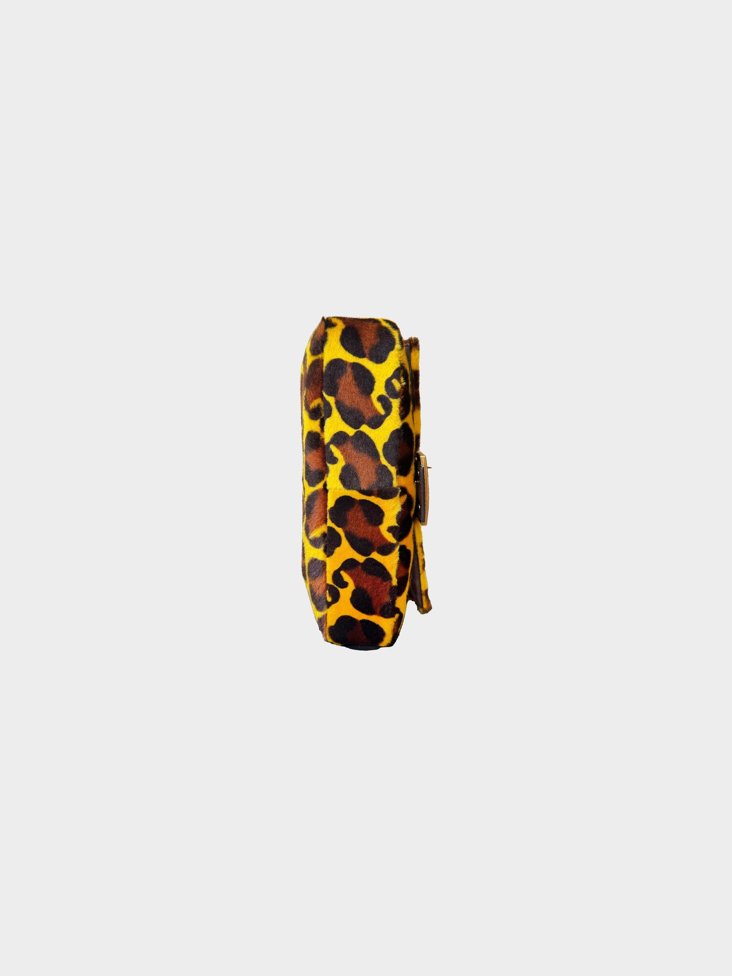 Fendi 2020 Yellow Pony Hair Cheetah Baguette