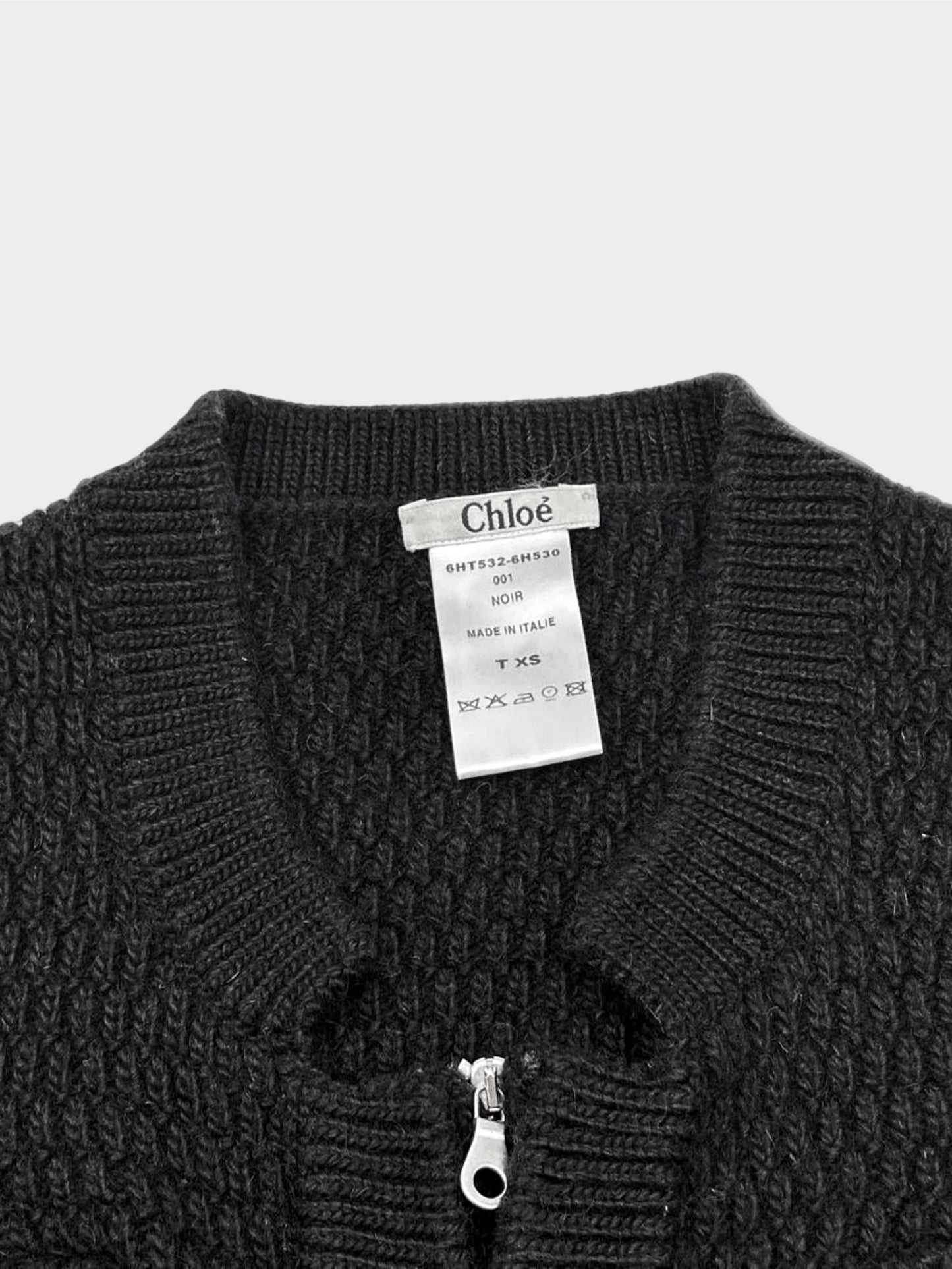 Chloé 2000s Black Wool Knit Cropped Vest