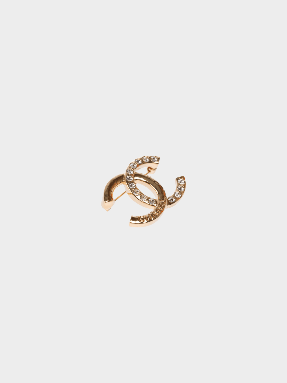 Chanel 2000s CC Gold Rhinestone Brooch