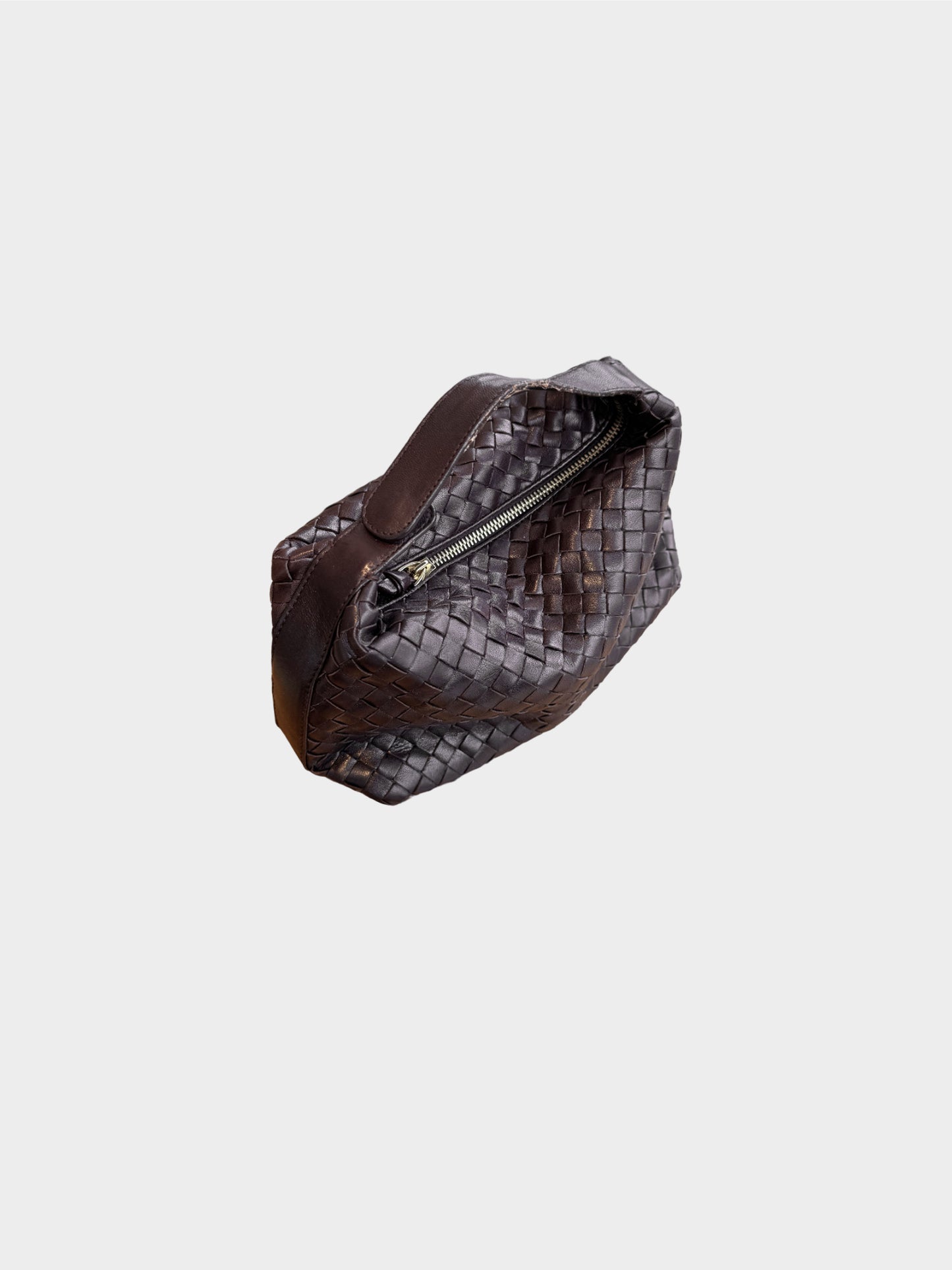Bottega Veneta 2000s Brown Nappa Intrecciato Cosmetic Bag