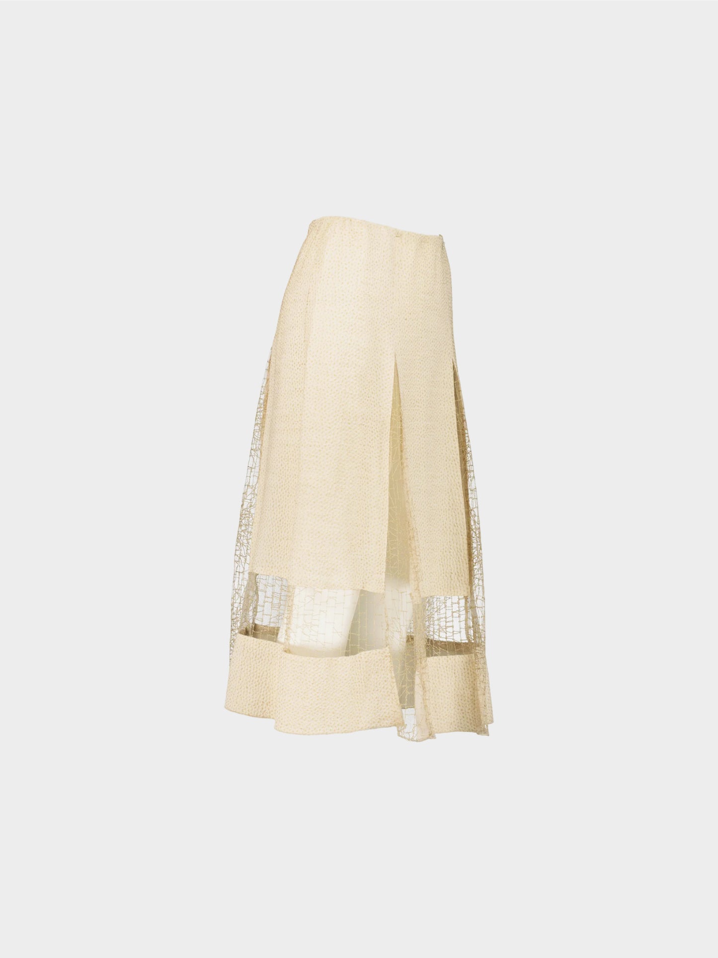 Chanel  SS 2003 Beige Pleated Openwork Skirt