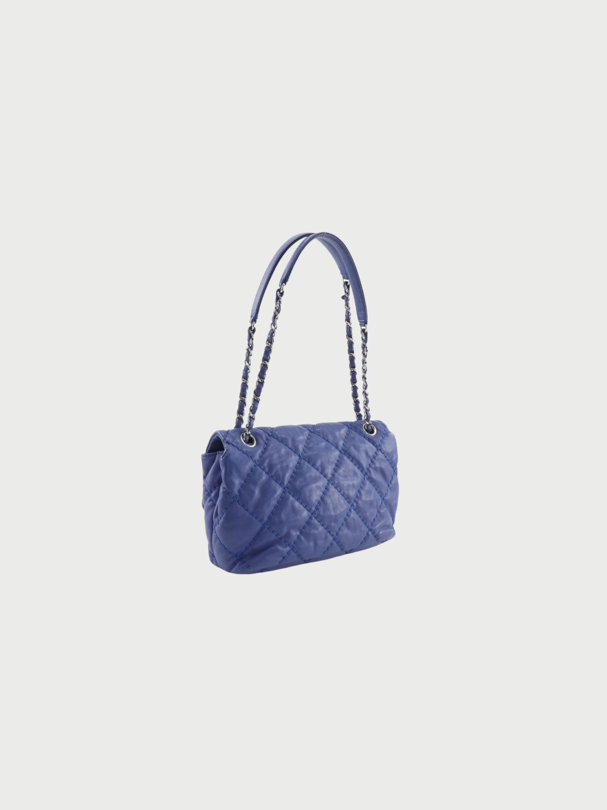 Chanel 2012 Blue Lambskin Wild Stitch Chain Shoulder Bag