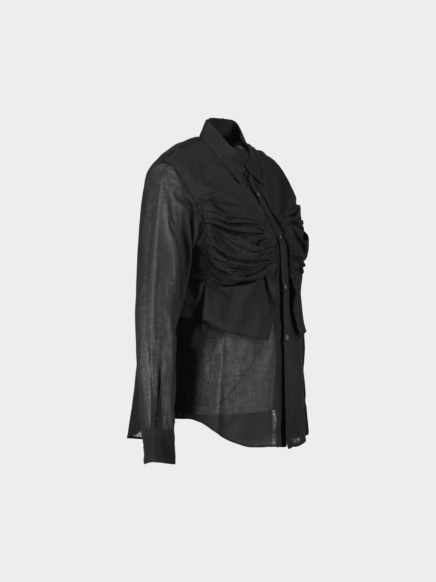 Comme des Garçons 2014 Black Cotton Pleated and Creased Raw-edge Shirt