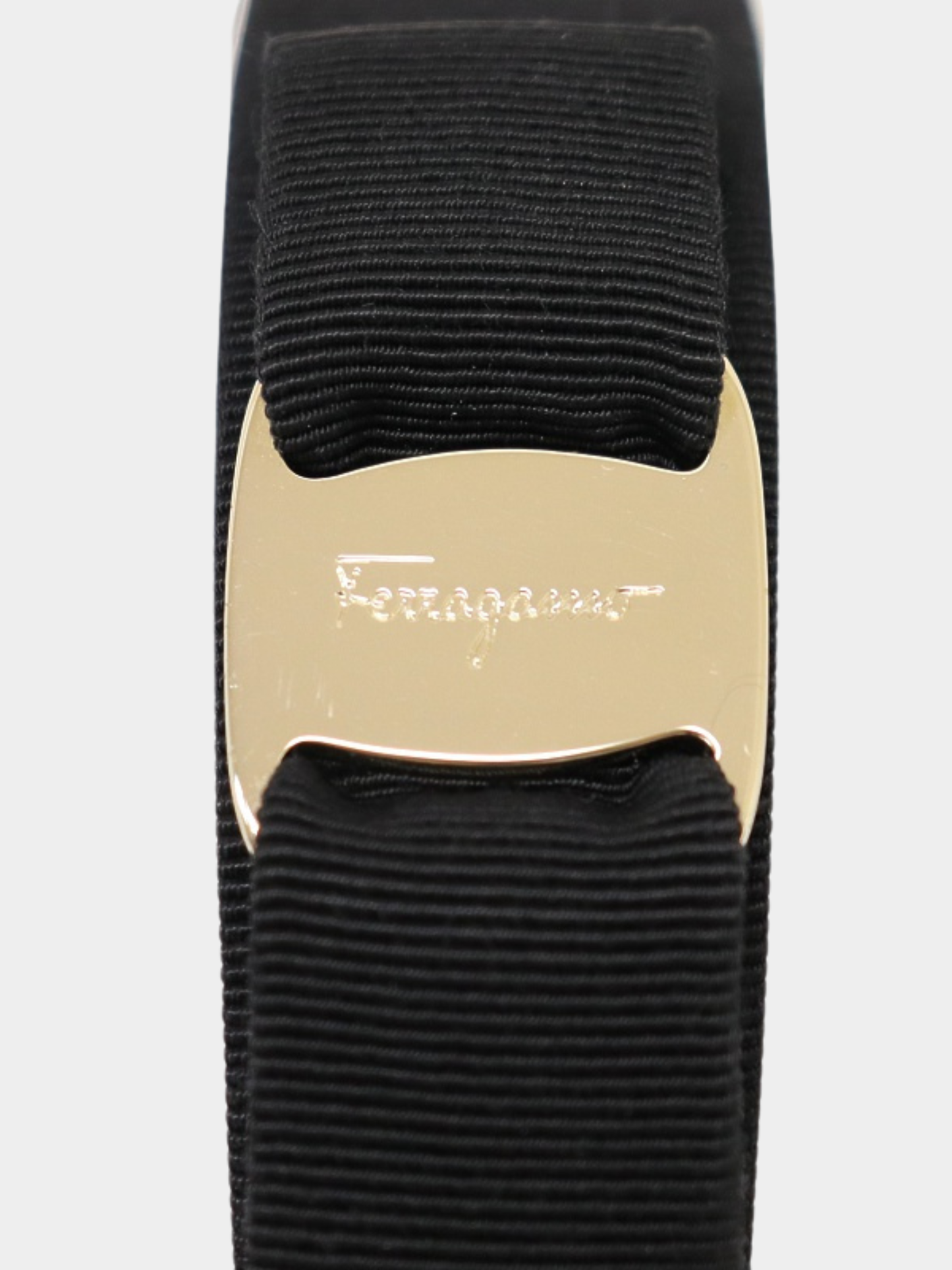 Salvatore Ferragamo 2000s Black Nylon Vara Ribbon Headband