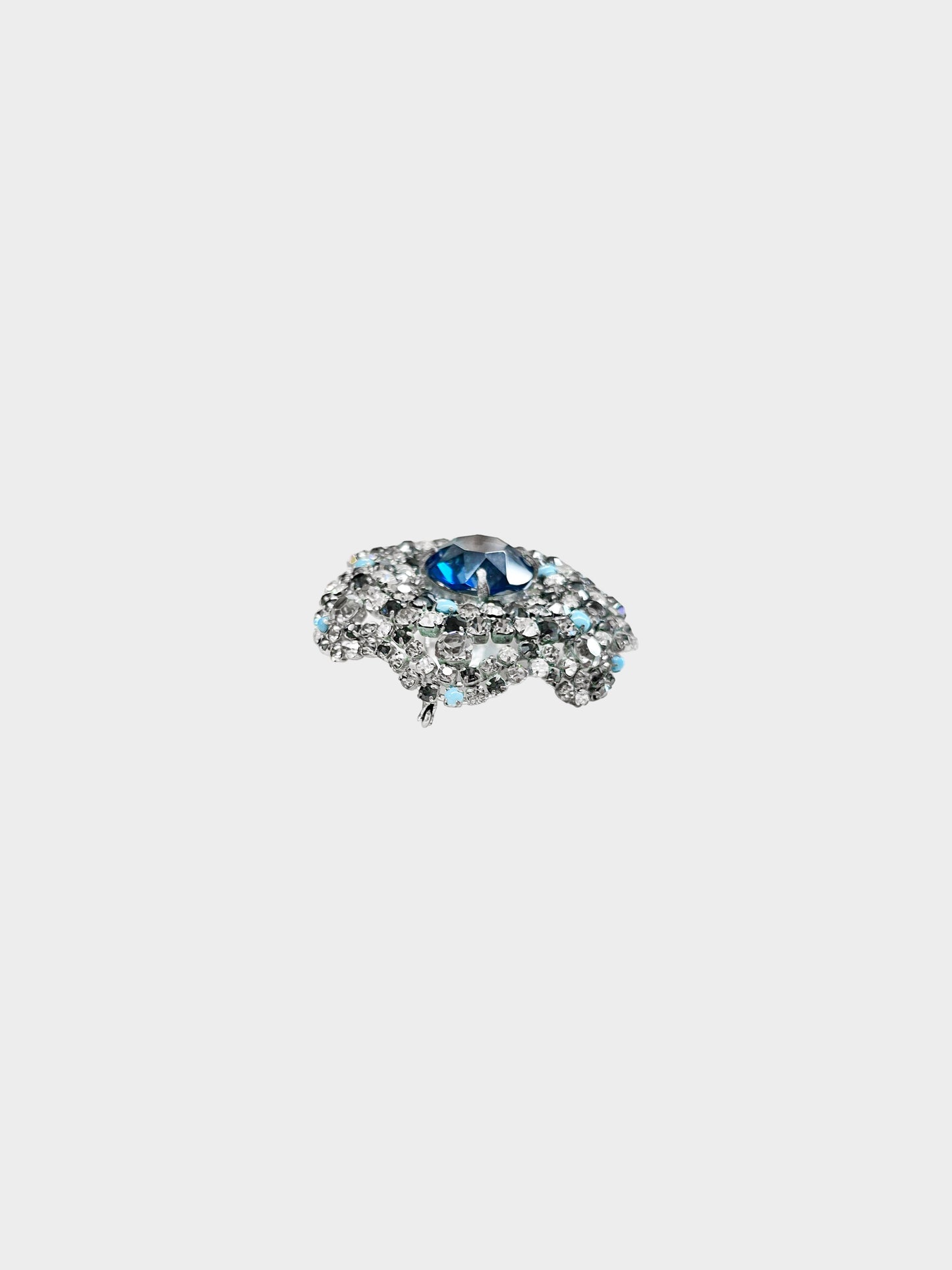Christian Dior 1961 Blue and Silver Rhinestone Embellished Floral Brooch