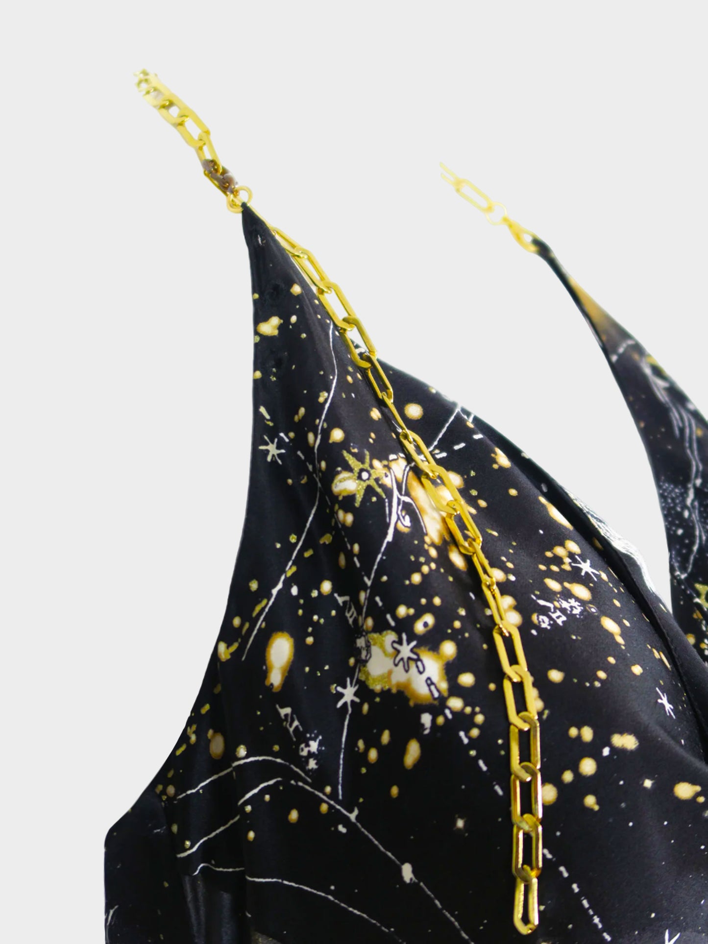 Roberto Cavalli FW 2003 Black Galaxy Print Silk Maxi Dress
