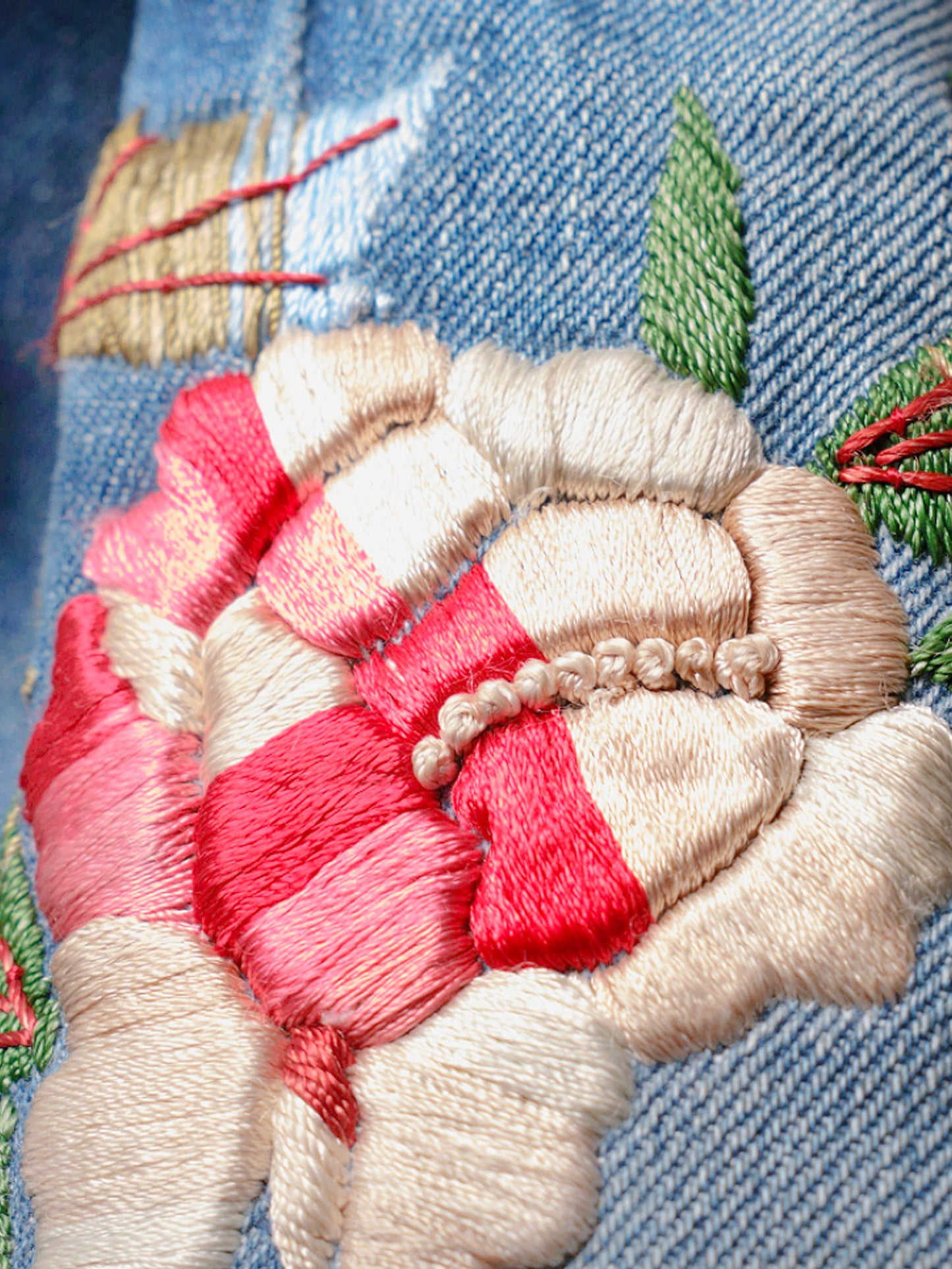 Roberto Cavalli 2002 Floral Embroidered Denim Jeans