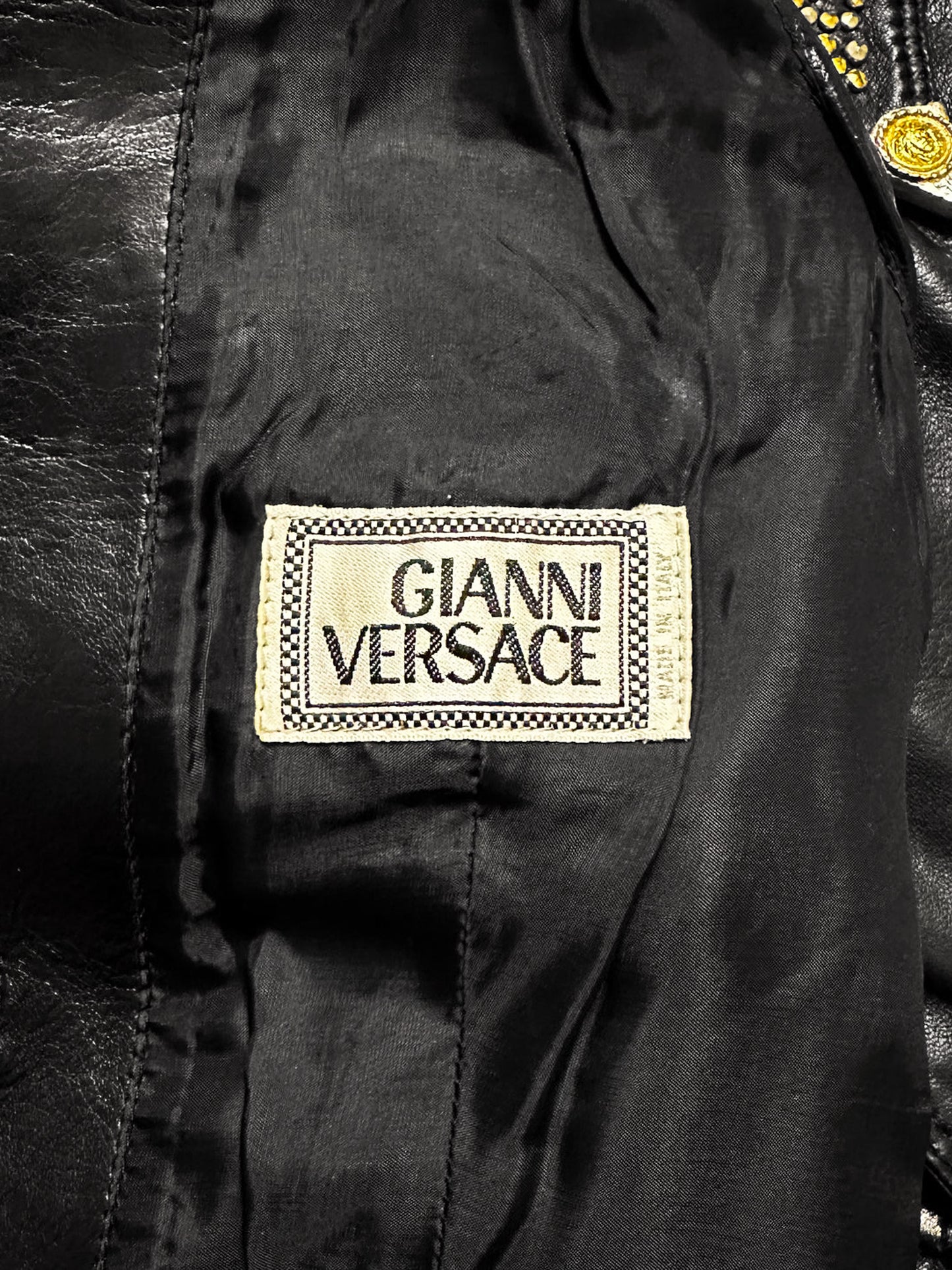 Gianni Versace FW 1992 Black Leather Vest with Metal Studs