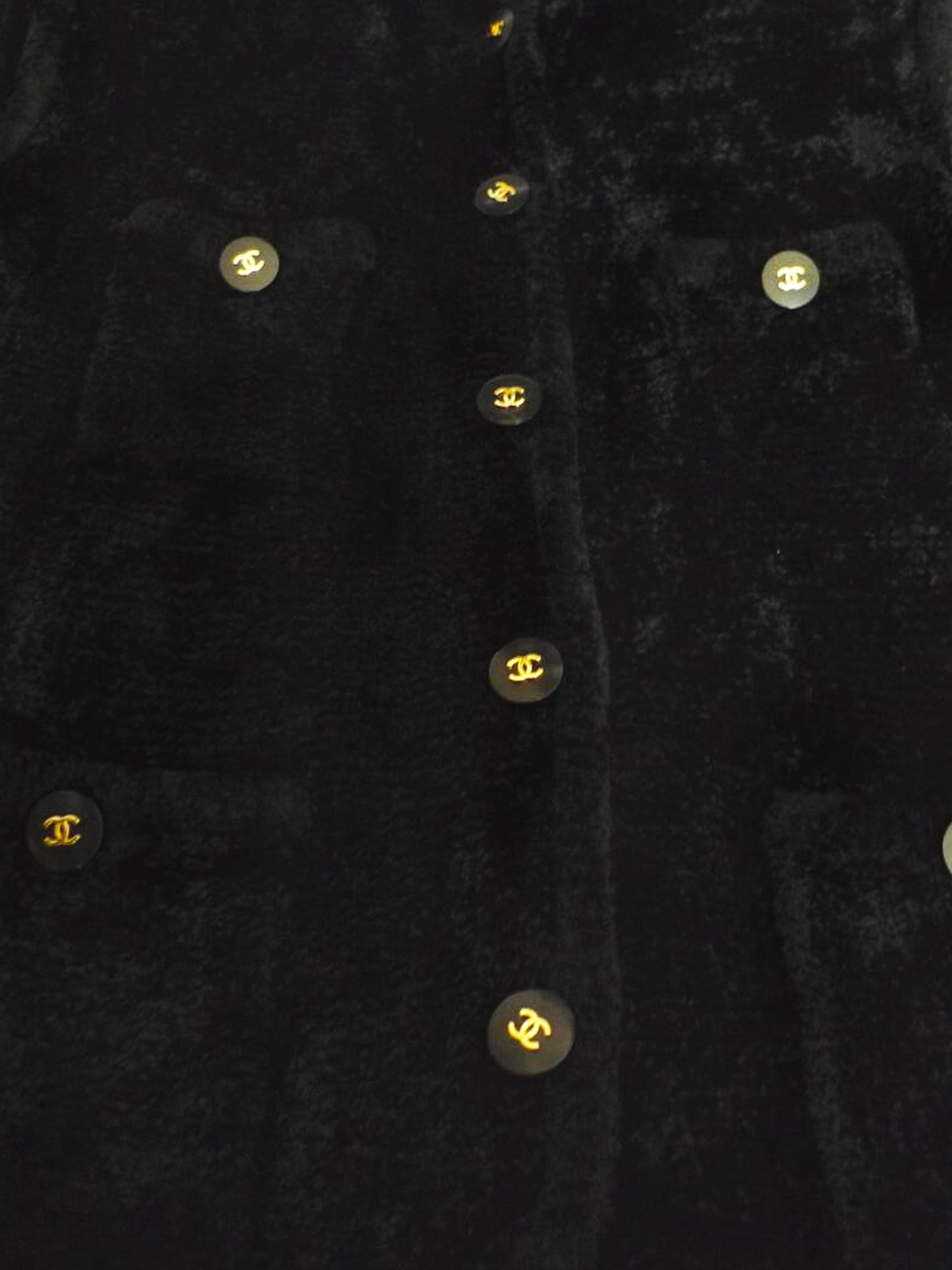 Chanel FW 1995 Rare Black COCO Mark Velvet Vest