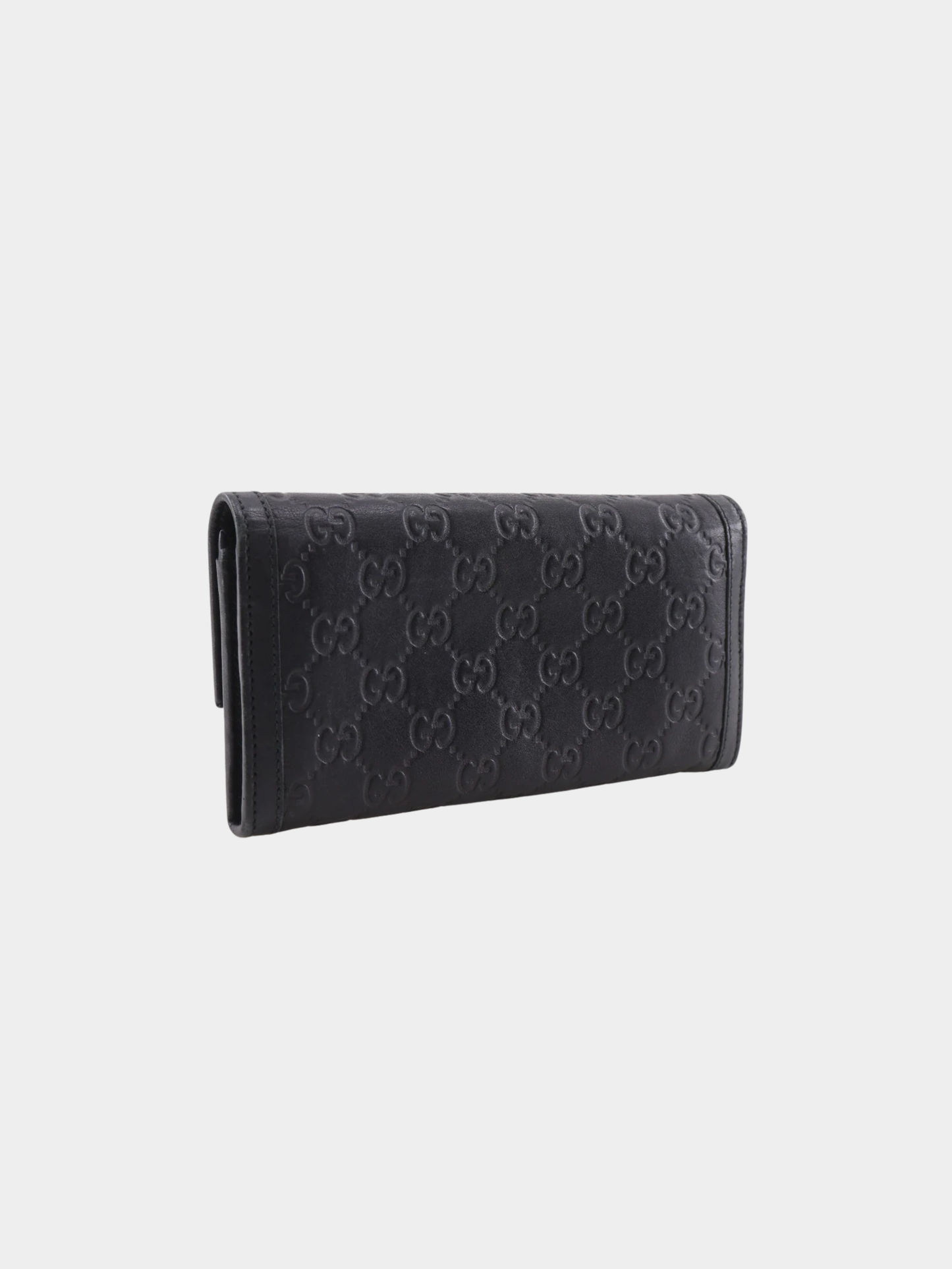 Gucci 2010s Interlocking G Black Guccissima Leather Long Wallet