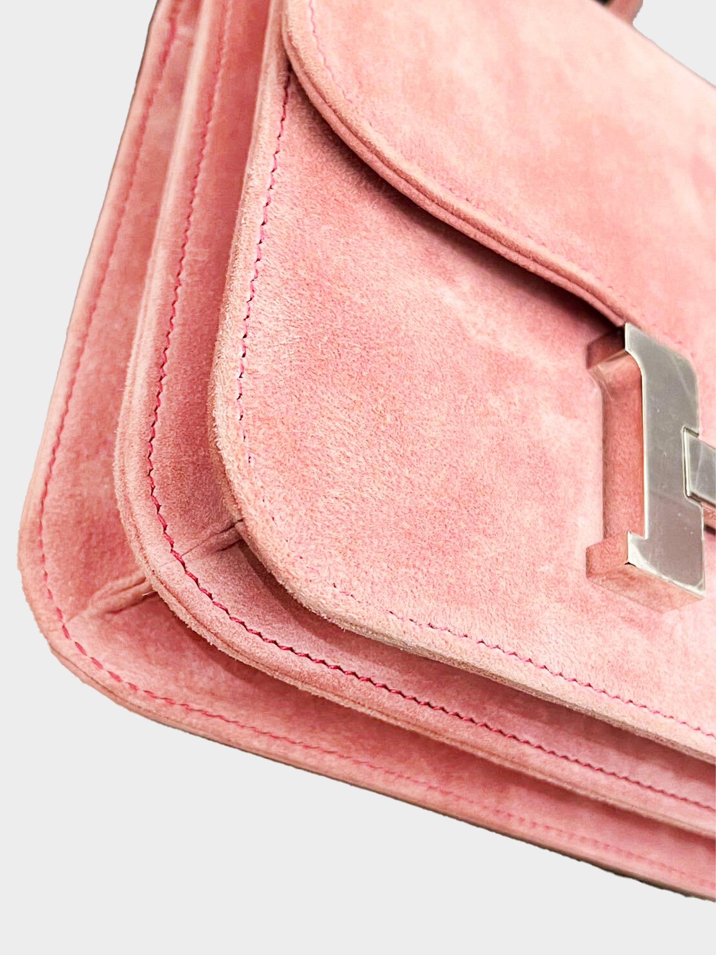 Hermès 2015 Rose 5T Suede Constance Shoulder Bag