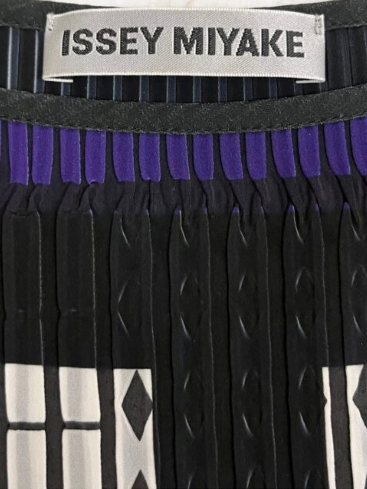 Issey Miyake SS 2017 Purple Green Black Pleated Print Dress
