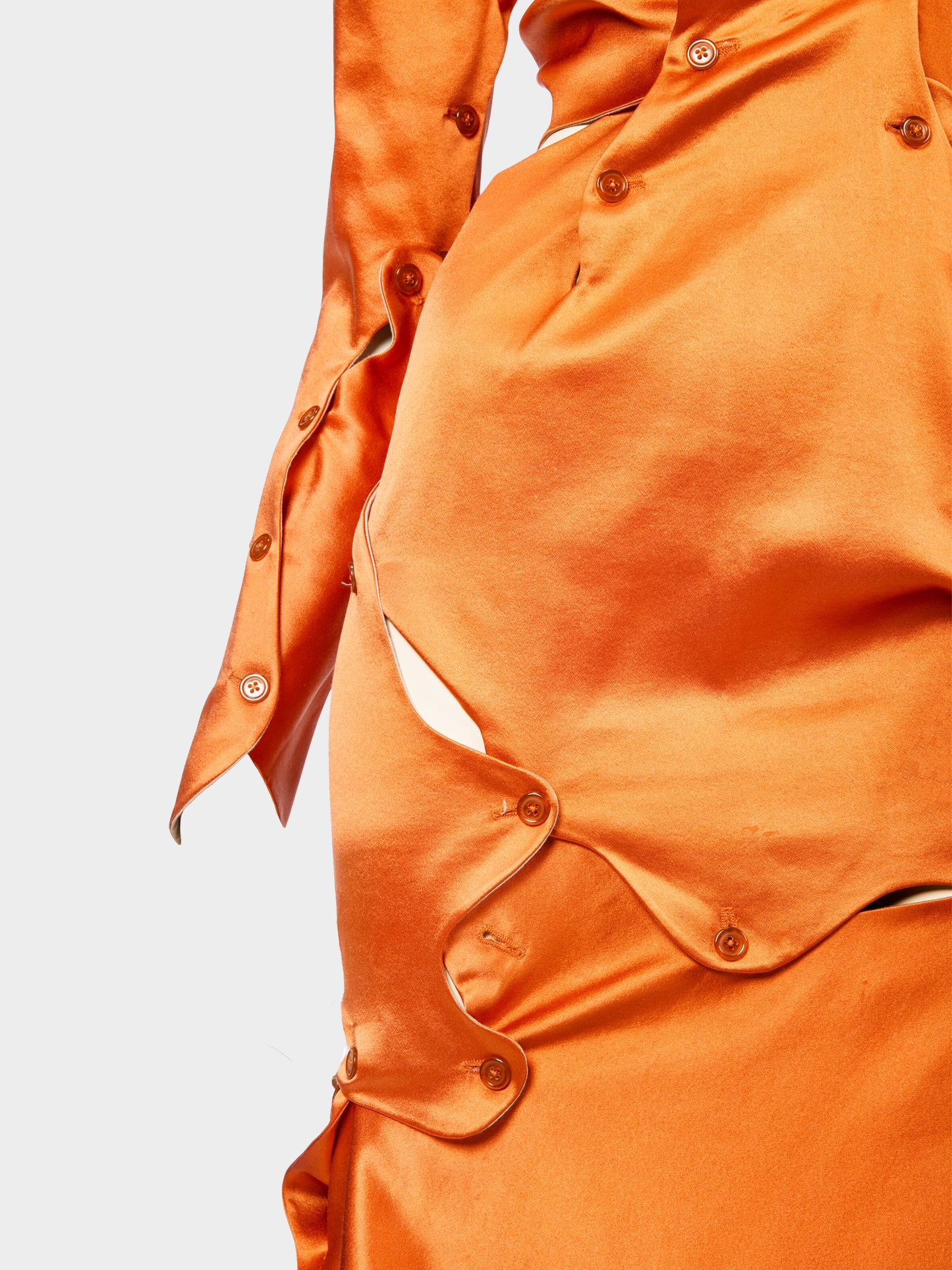Vivienne Westwood FW 2007-2008 Orange Satin 'Flintstone' Dress and Cape