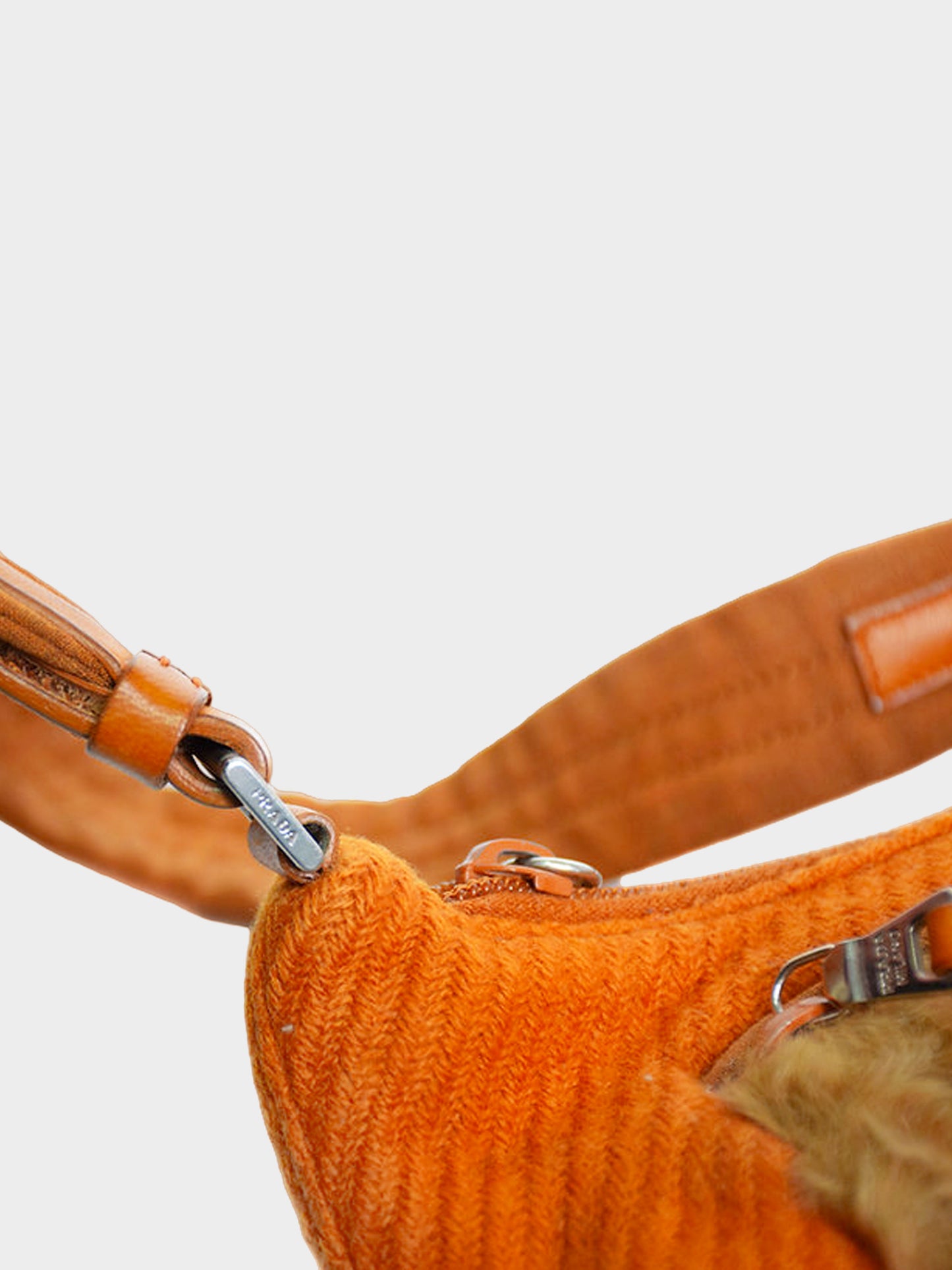 Prada FW 1999 Orange Wool and Fur Shoulder Bag