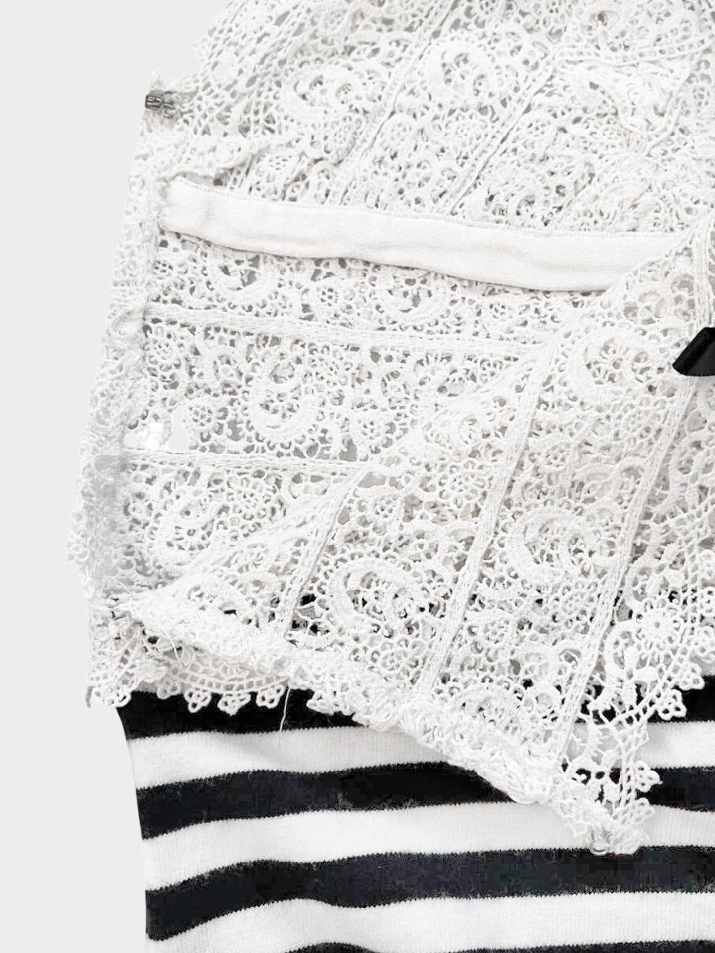 Chanel SS 2005 Black and White Lace and Stripe Printed Top