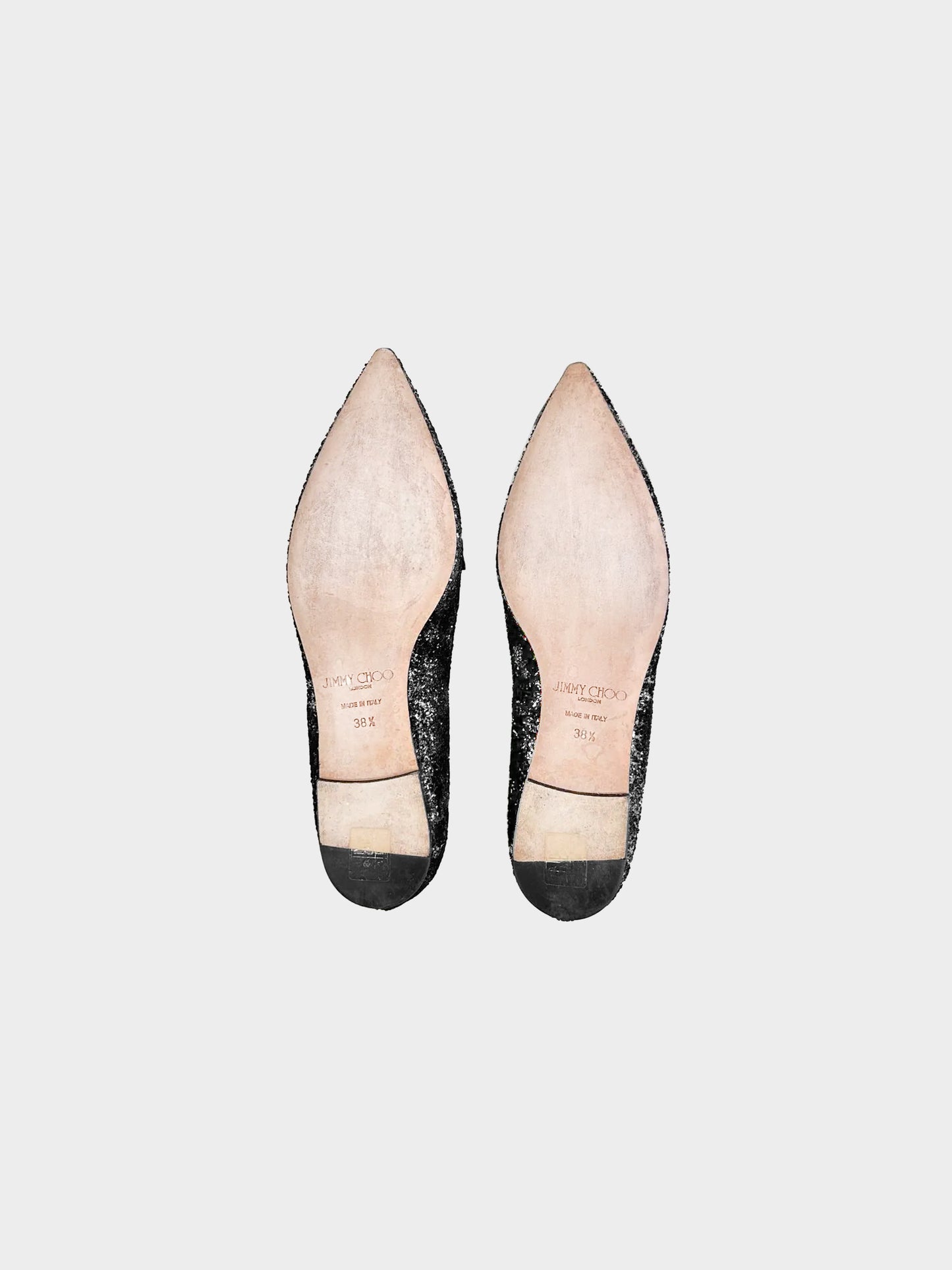 Jimmy Choo 2010s Black Velvet Glittered Gabie Flats