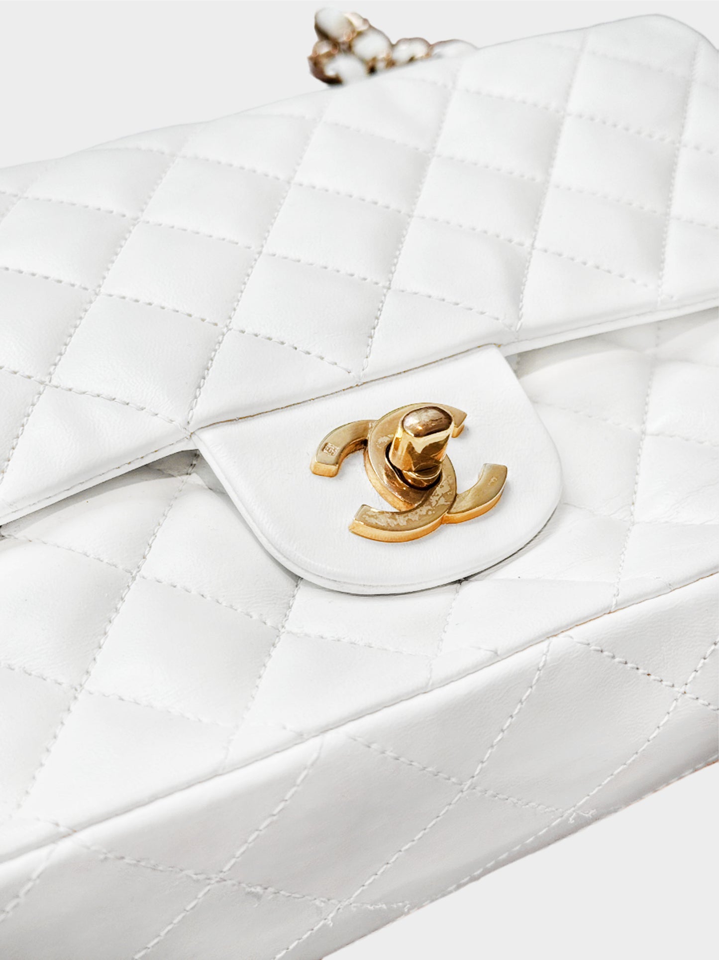 Chanel 2000s White Lambskin Leather Flap Bag