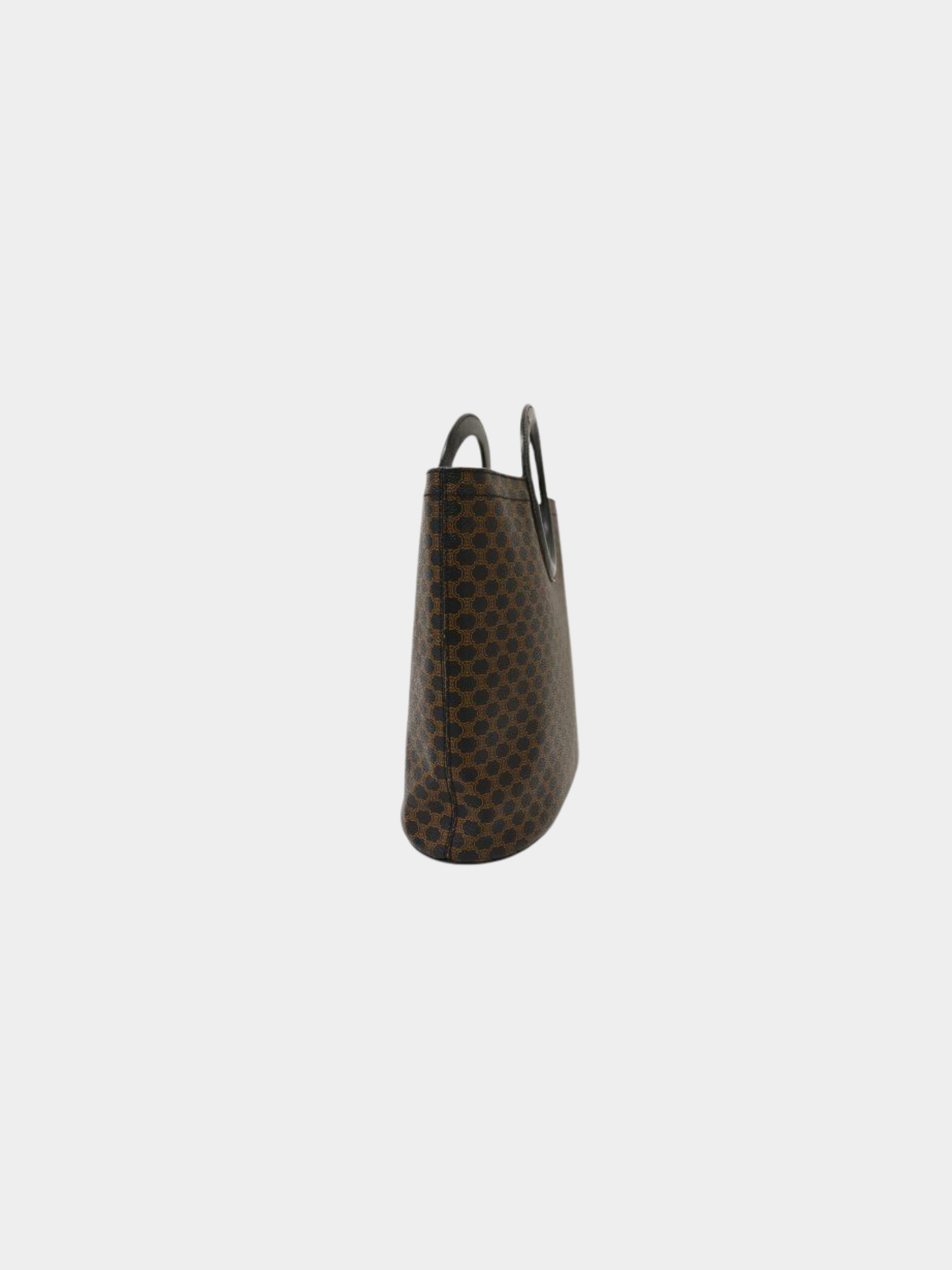 Celine 1990s Black Macadam PVC Leather Handle Tote Bag