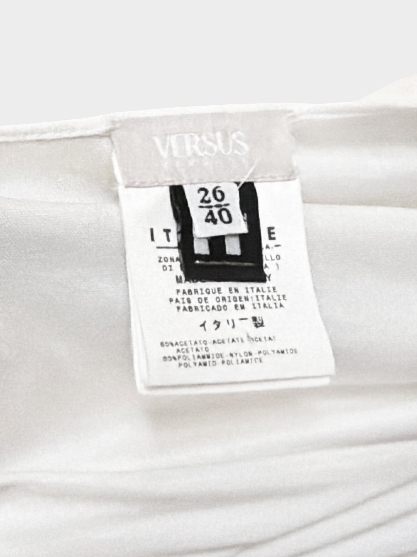 Versace 2000s White Acetate Gathered Detail Midi Dress