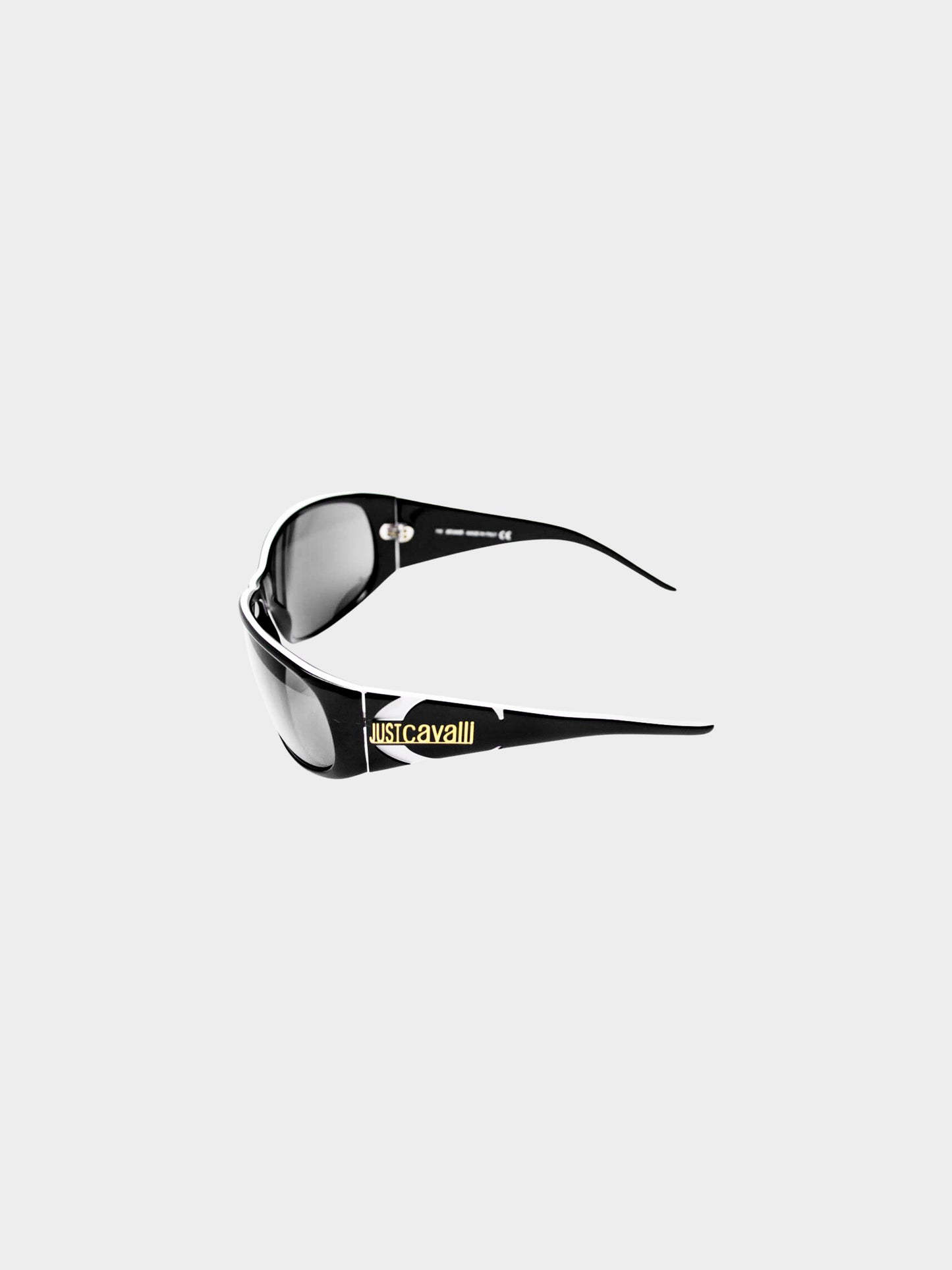 Roberto Cavalli 2000s Black and White JC13S Wrap Sunglasses
