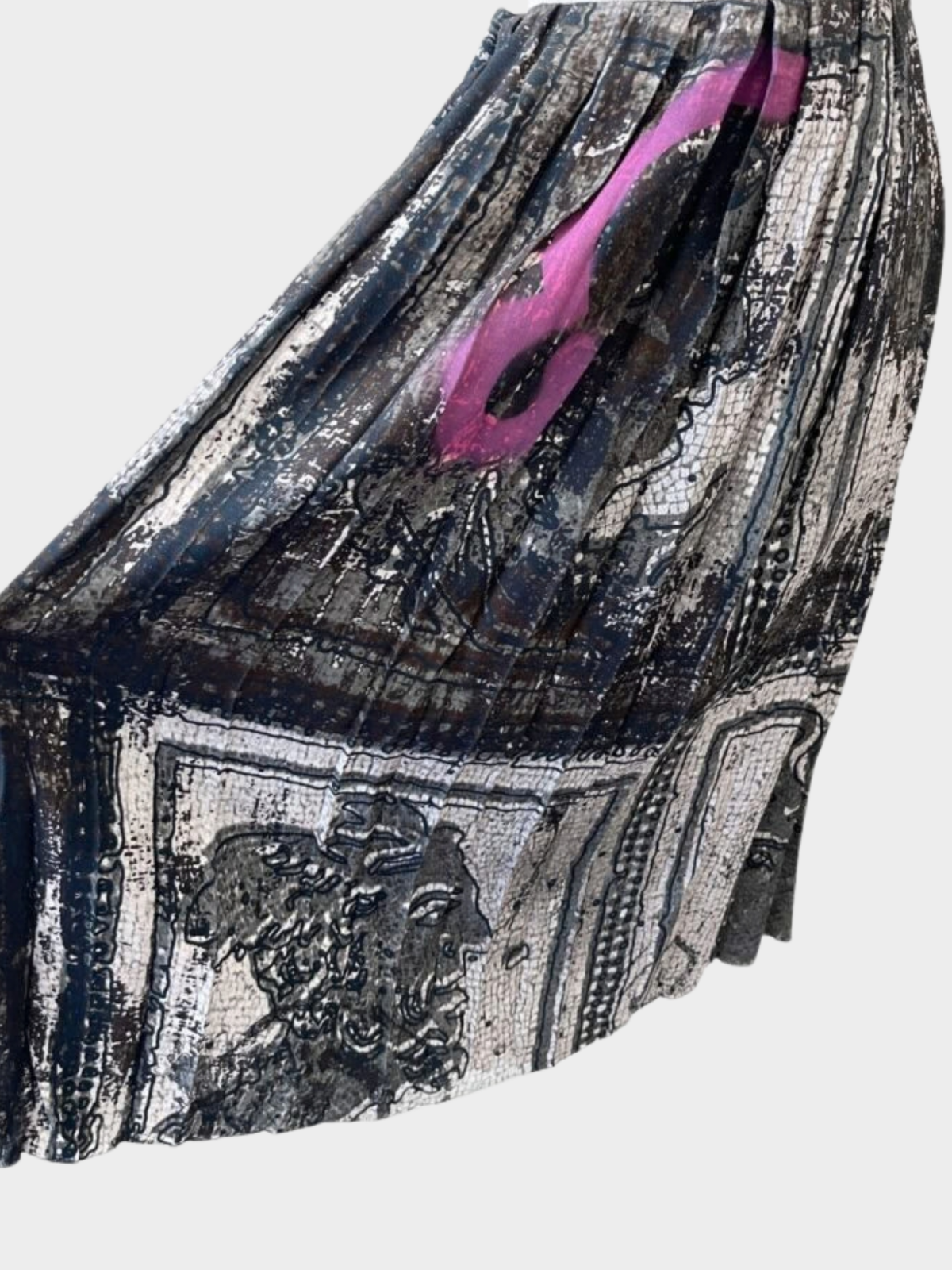 Miu Miu SS 2009 Green Roman Mosaic Print Pleated Skirt