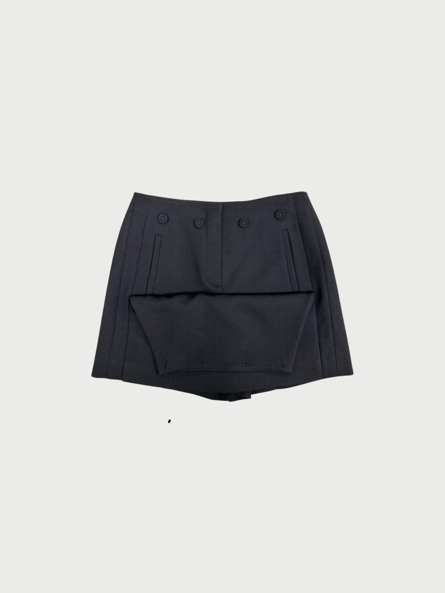Fendi 2000s Black Wool Sailor Front Skort