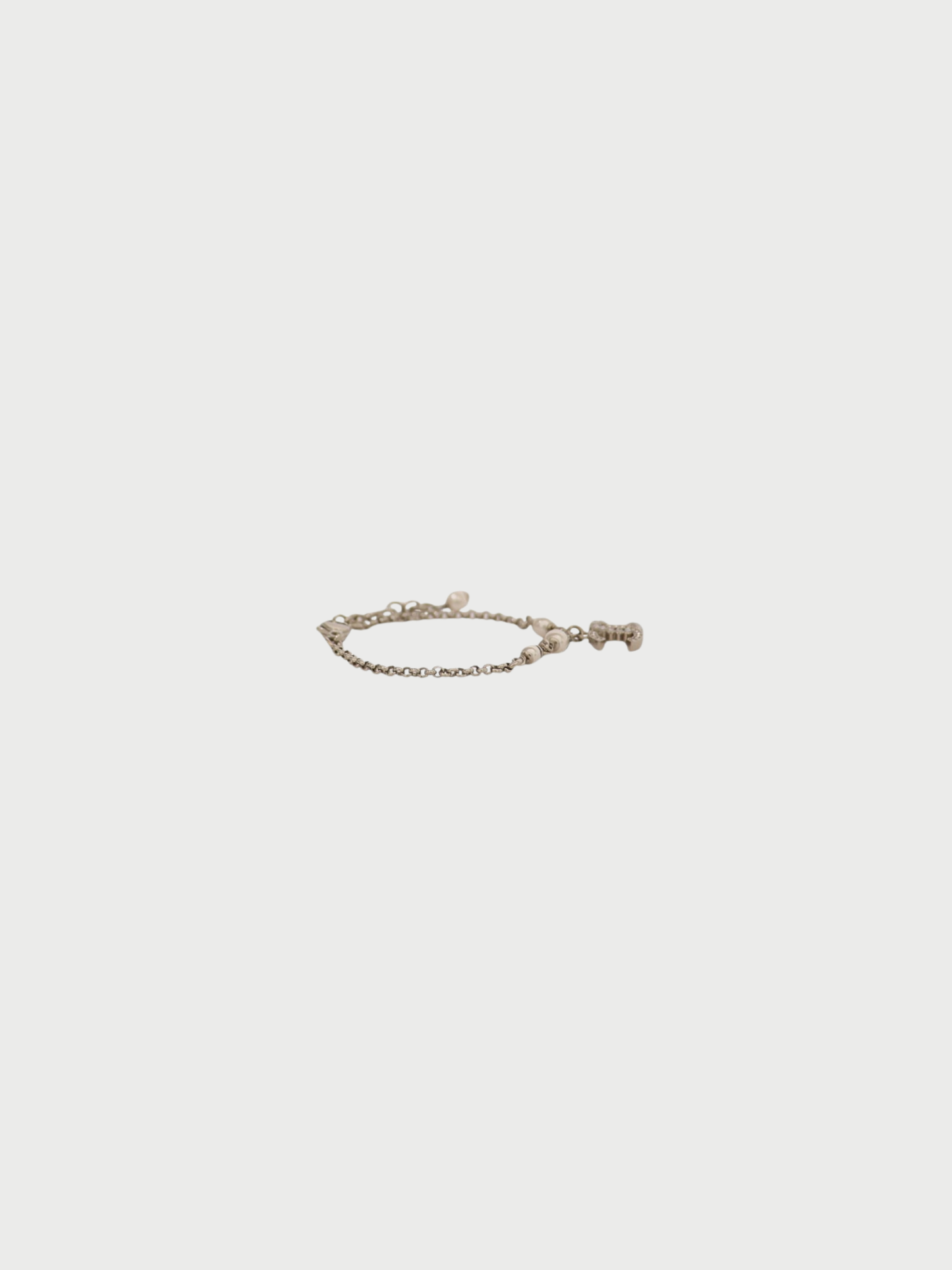 Chanel 2025 Silver COCO Rhinestone Pearl Bracelet