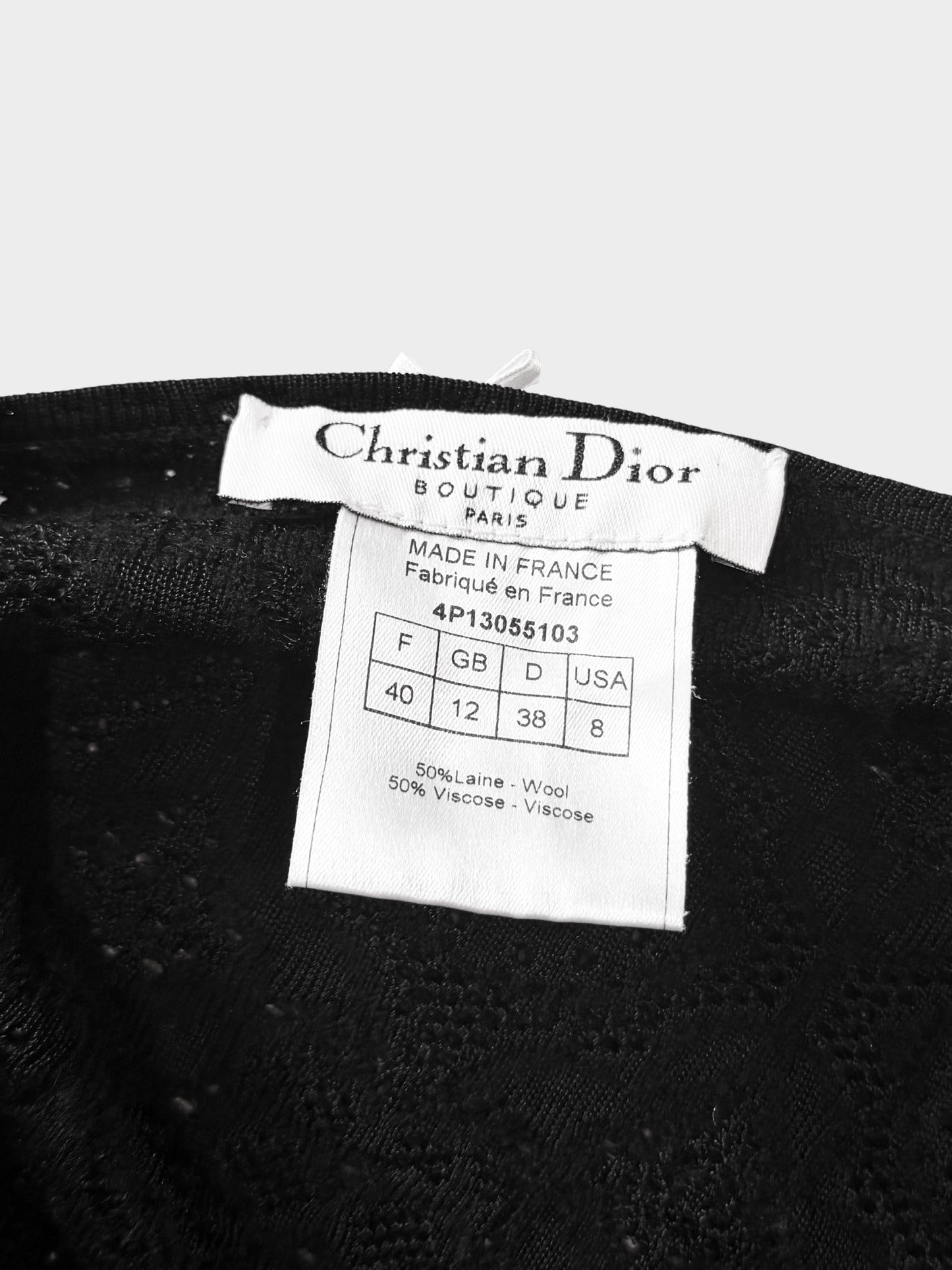 Christian Dior by John Galliano 2004 Black Wool Logo Stitch Top