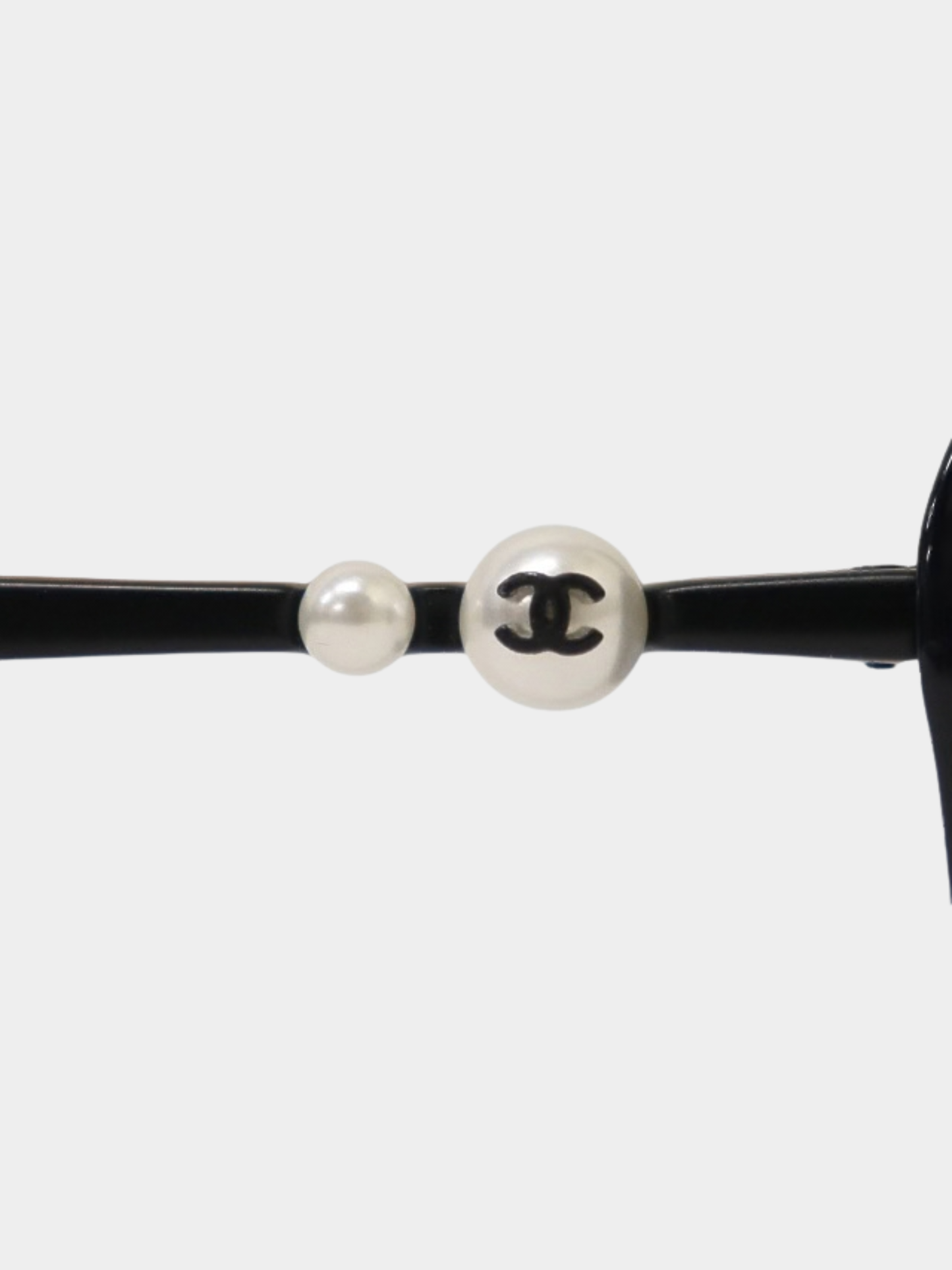 Chanel 2010s Black Plastic COCO Pearl Sunglasses