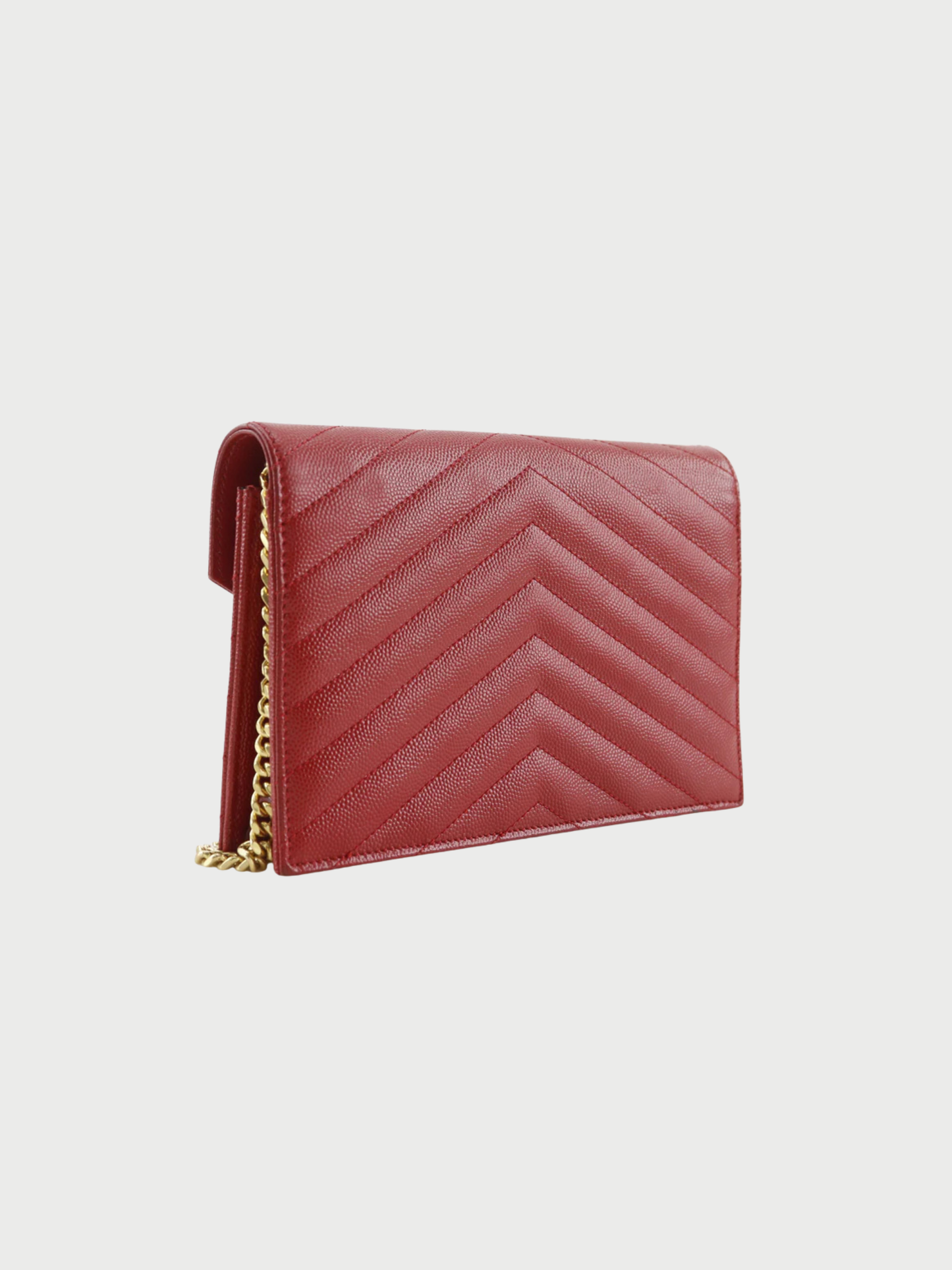 Yves Saint Laurent 2010s Red Leather Envelope Chain Wallet