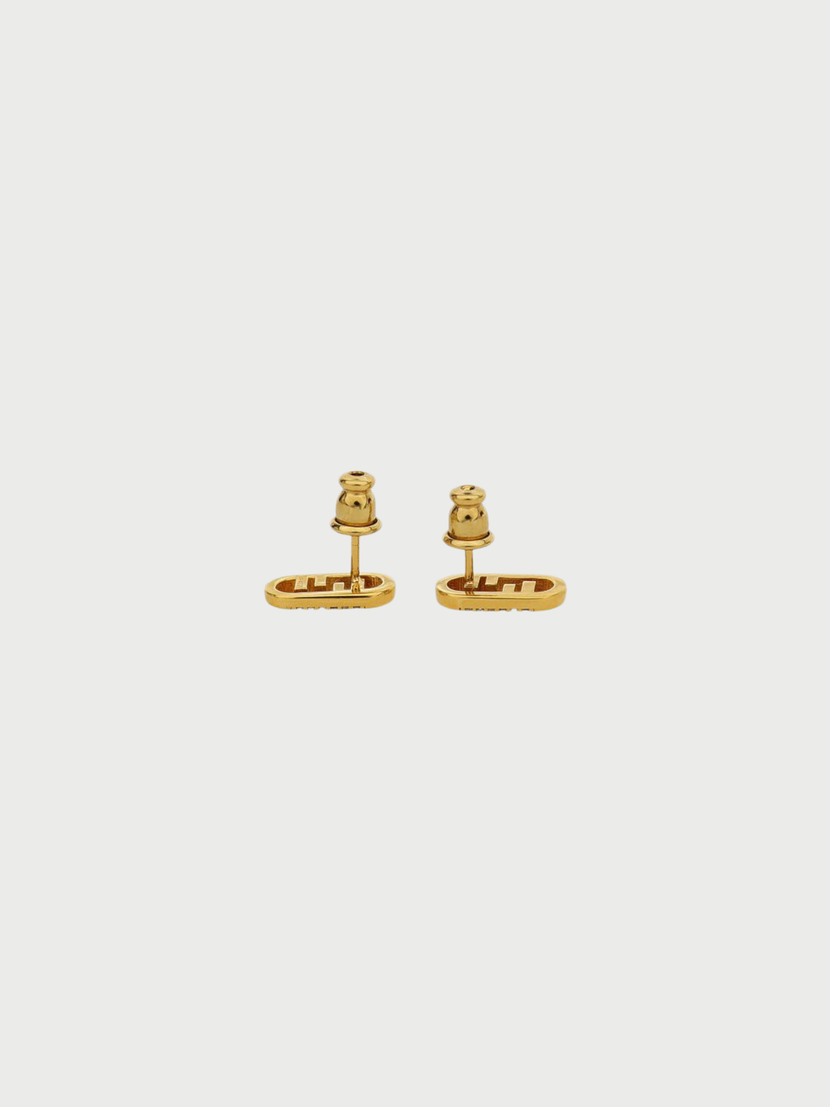 Fendi 2000s Gold Plated Metal Rhinestone O’Lock Earrings