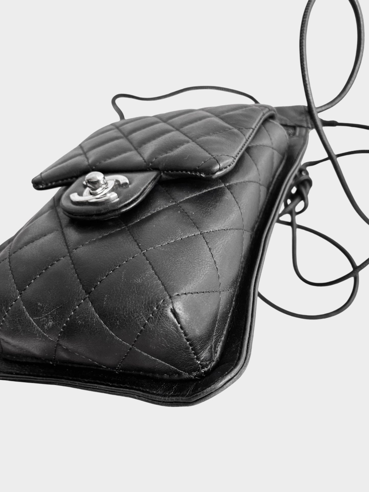 Chanel 2004-2005 Black Calfskin Cambon Ligne Multi Pocket Shoulder Bag