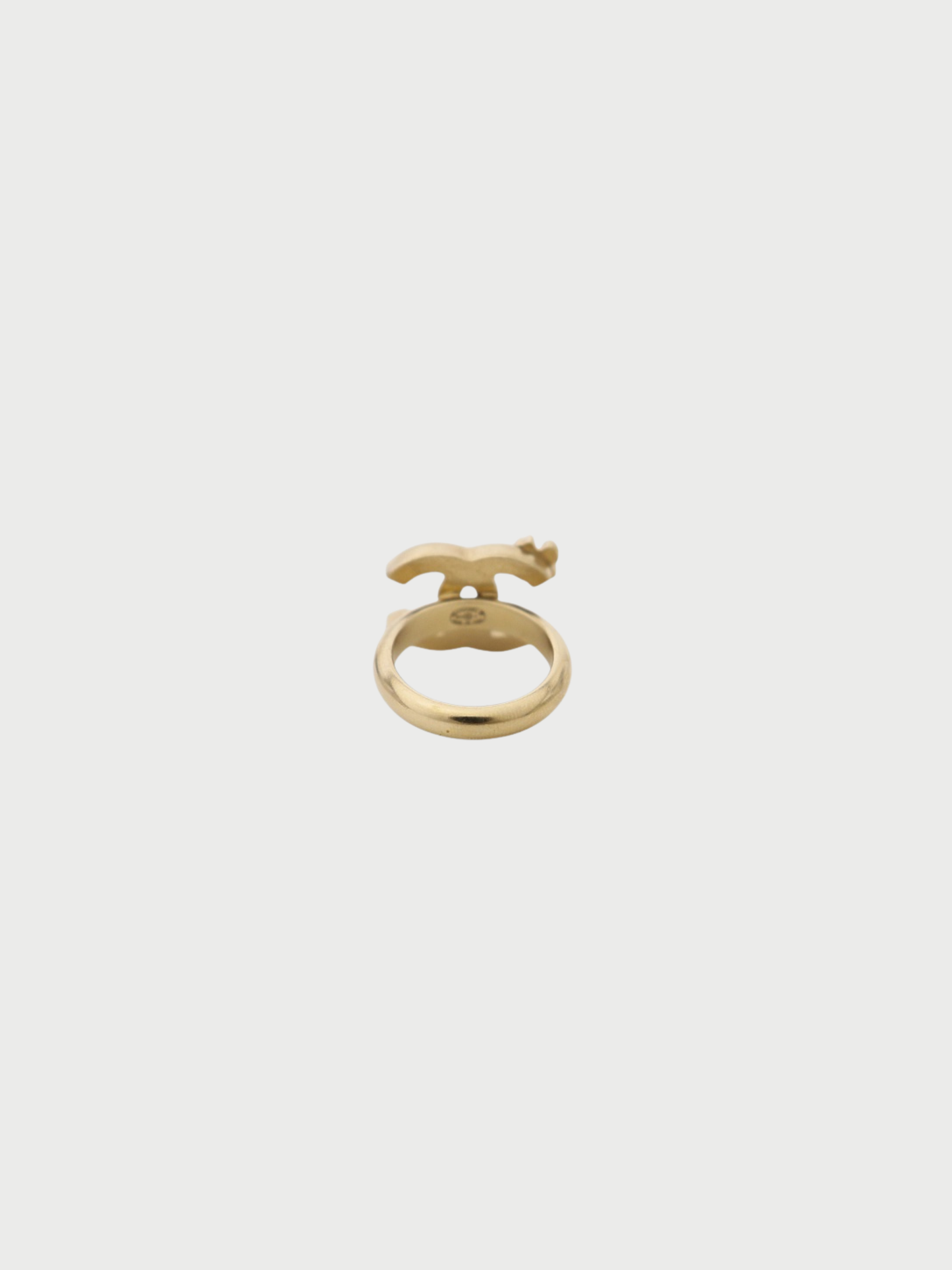 Chanel 2000s Gold Black Plated Metal COCO Ring