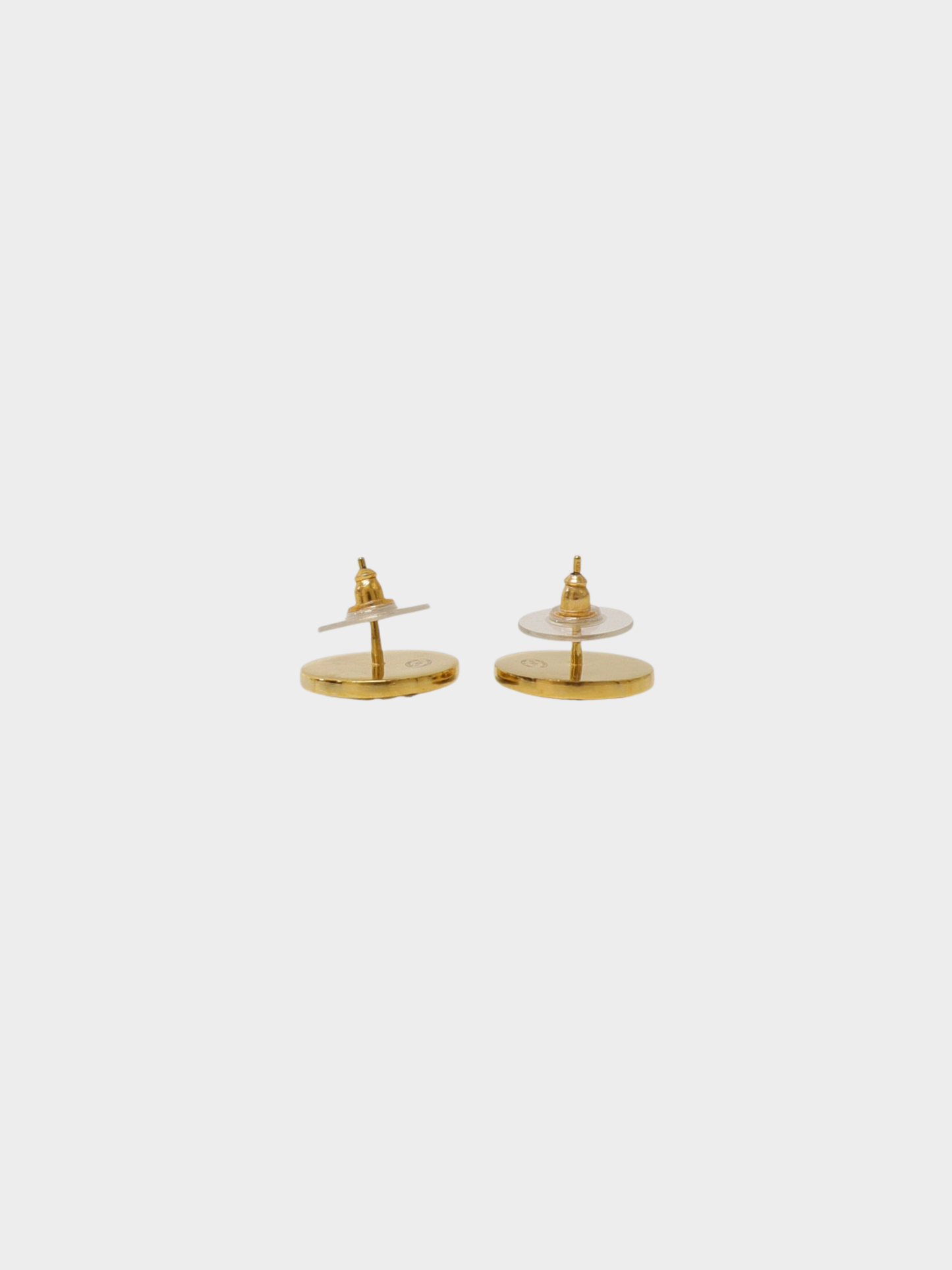 Chanel 2017 Gold Rhinestone Matelassé Round Earrings