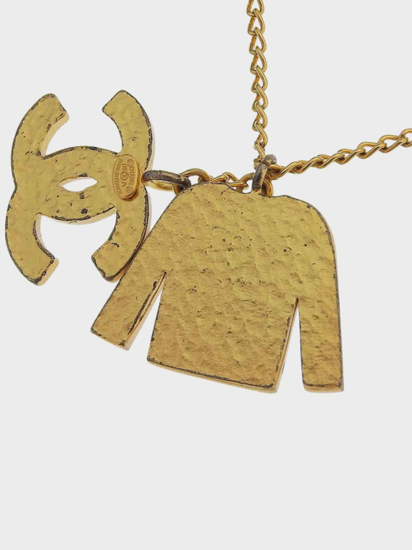 Chanel 2002 Black Gold Plated Jacket Motif COCO Mark Necklace