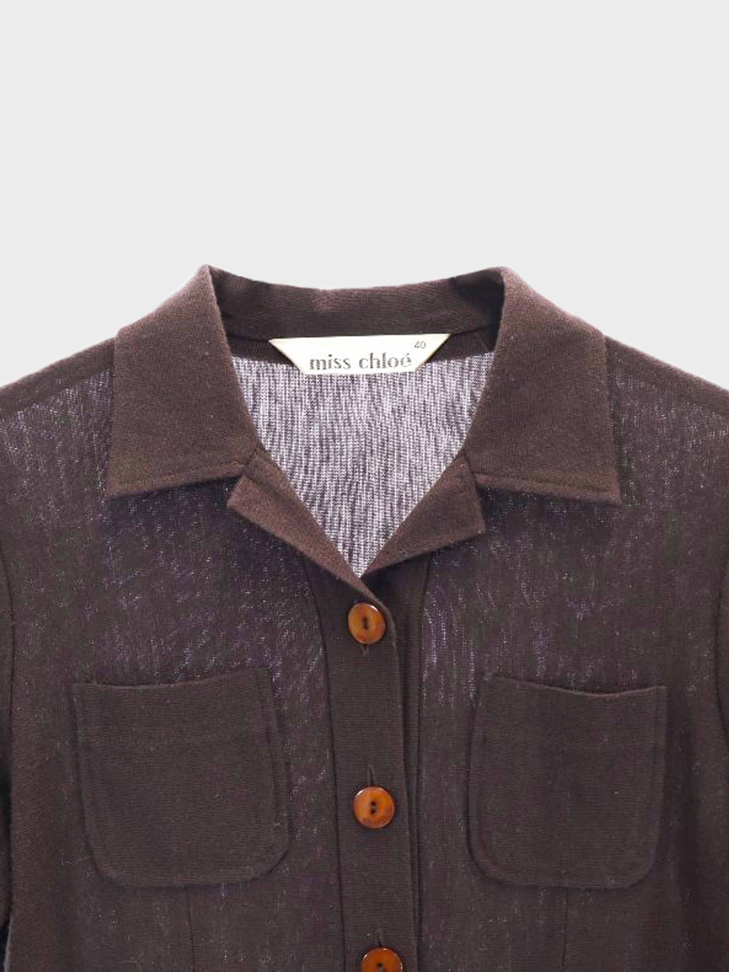 Chloé 2000s Brown Wool-blend Button-down Long Sleeve Dress