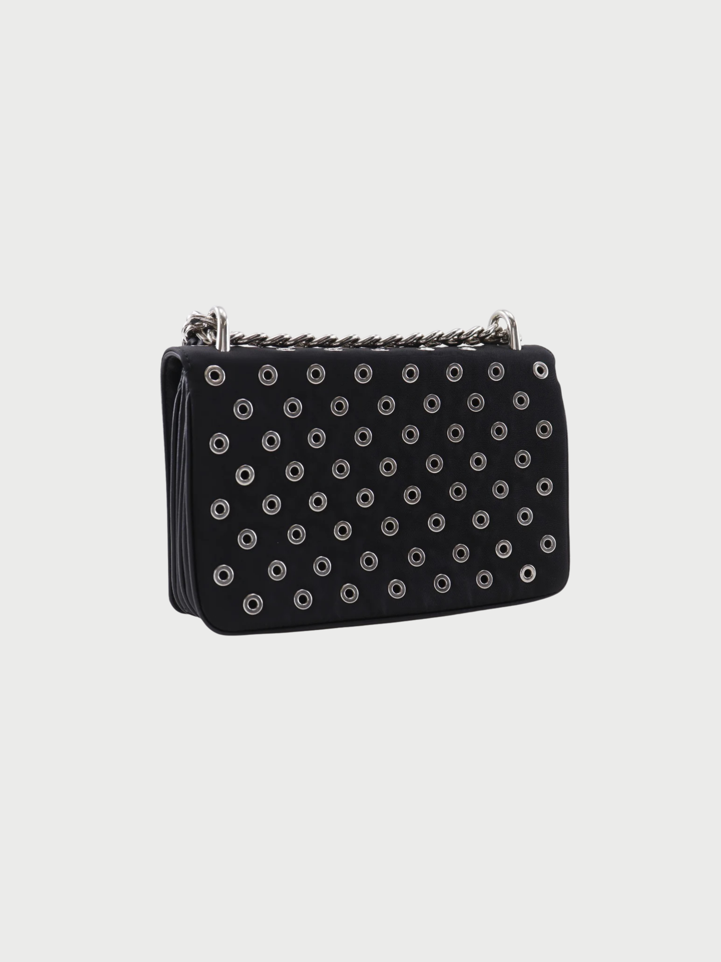 Prada 2000s Black Nylon Chain Shoulder Bag