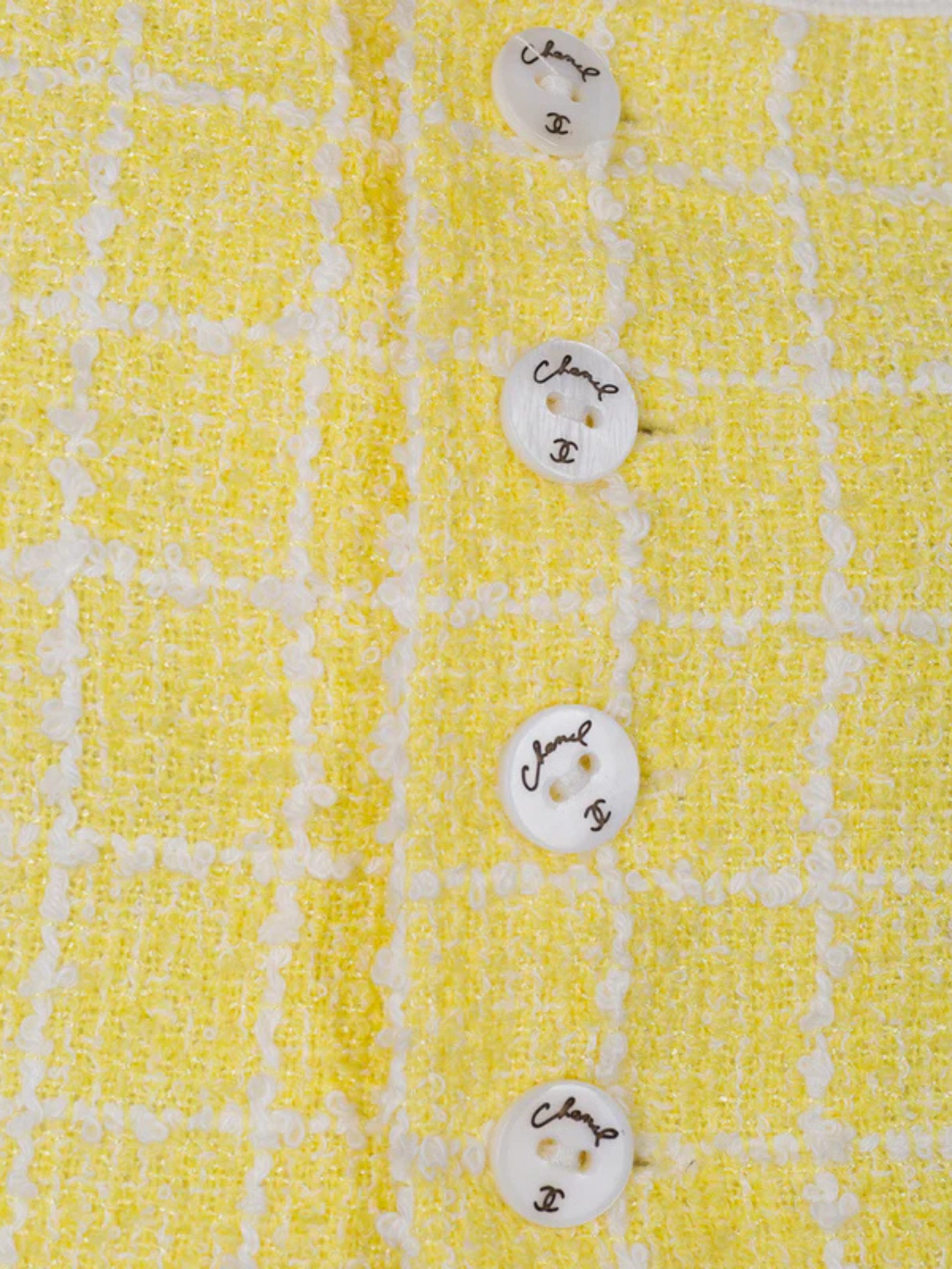 Chanel 1990s Yellow Tweed Ensemble Set