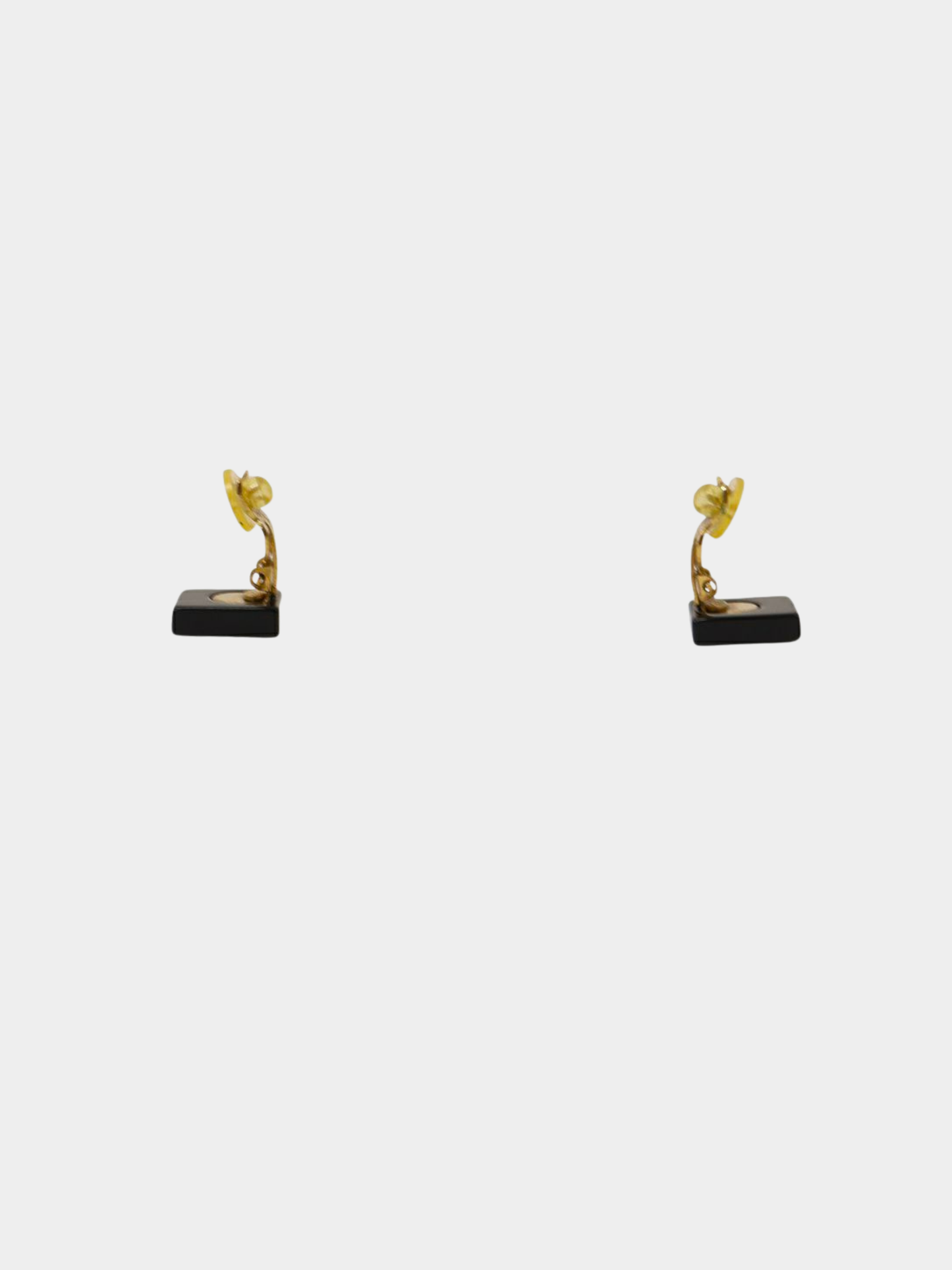 Chanel 2003 Gold Black COCO Square Earrings