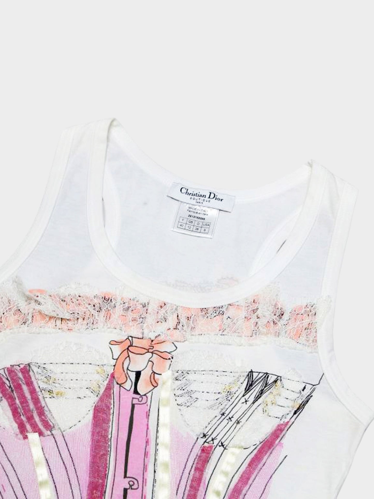 Christian Dior by John Galliano 2002 Rare White and Pink Bustier Tank Top