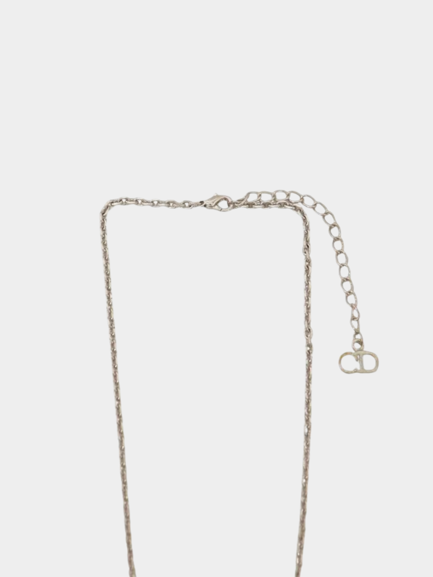 Christian Dior 2000s Silver Plated Metal Logo Chain Necklace