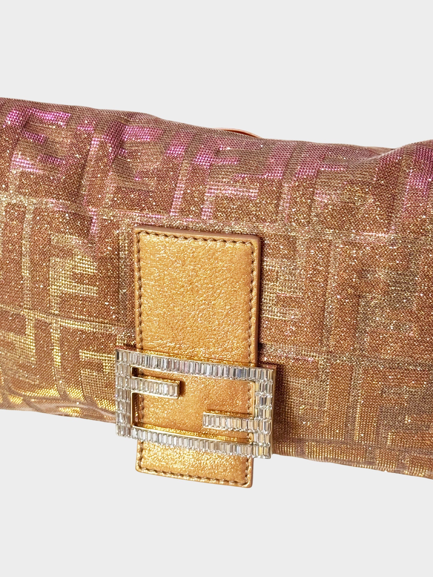 Fendi 2012 Pink and Gold Metallic Lurex Ombre Zucca Baguette