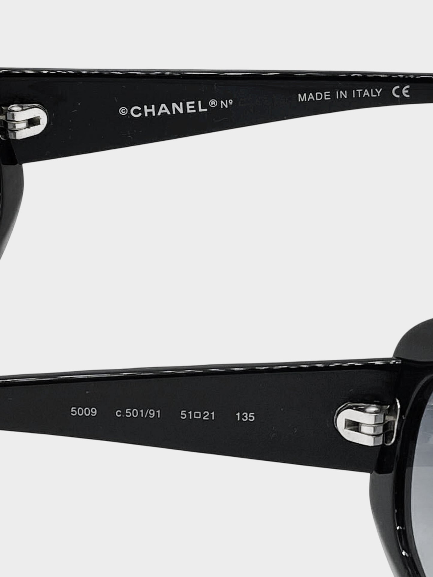 Chanel 2000s Black 5009 Y2K Quilted Sunglasses